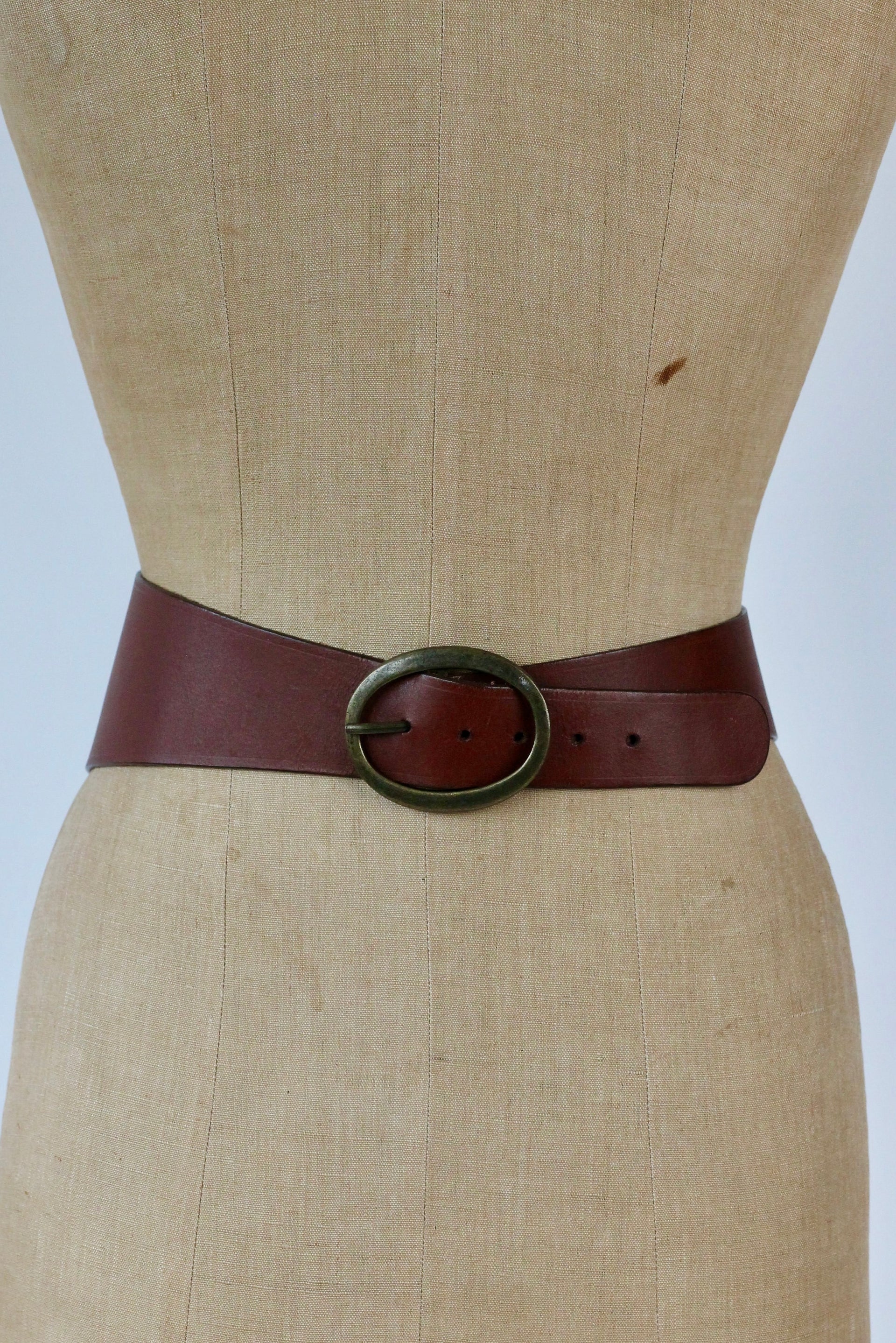 Y2K Vintage Wide Brown Leather Belt//Danish Design// Size S/M
