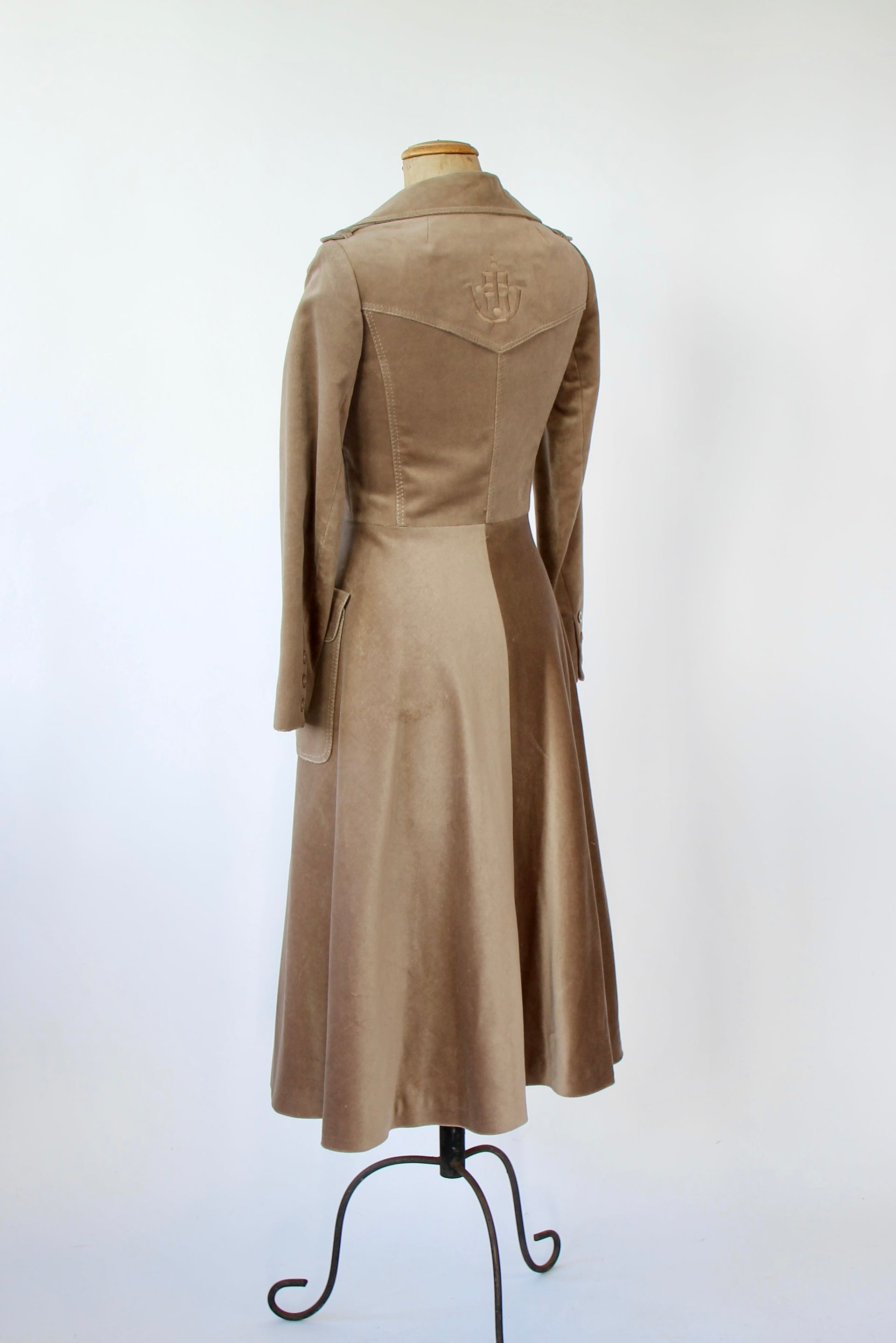 1970s Designer Louis Feraud Brown Velvet Mod Coat // Size S