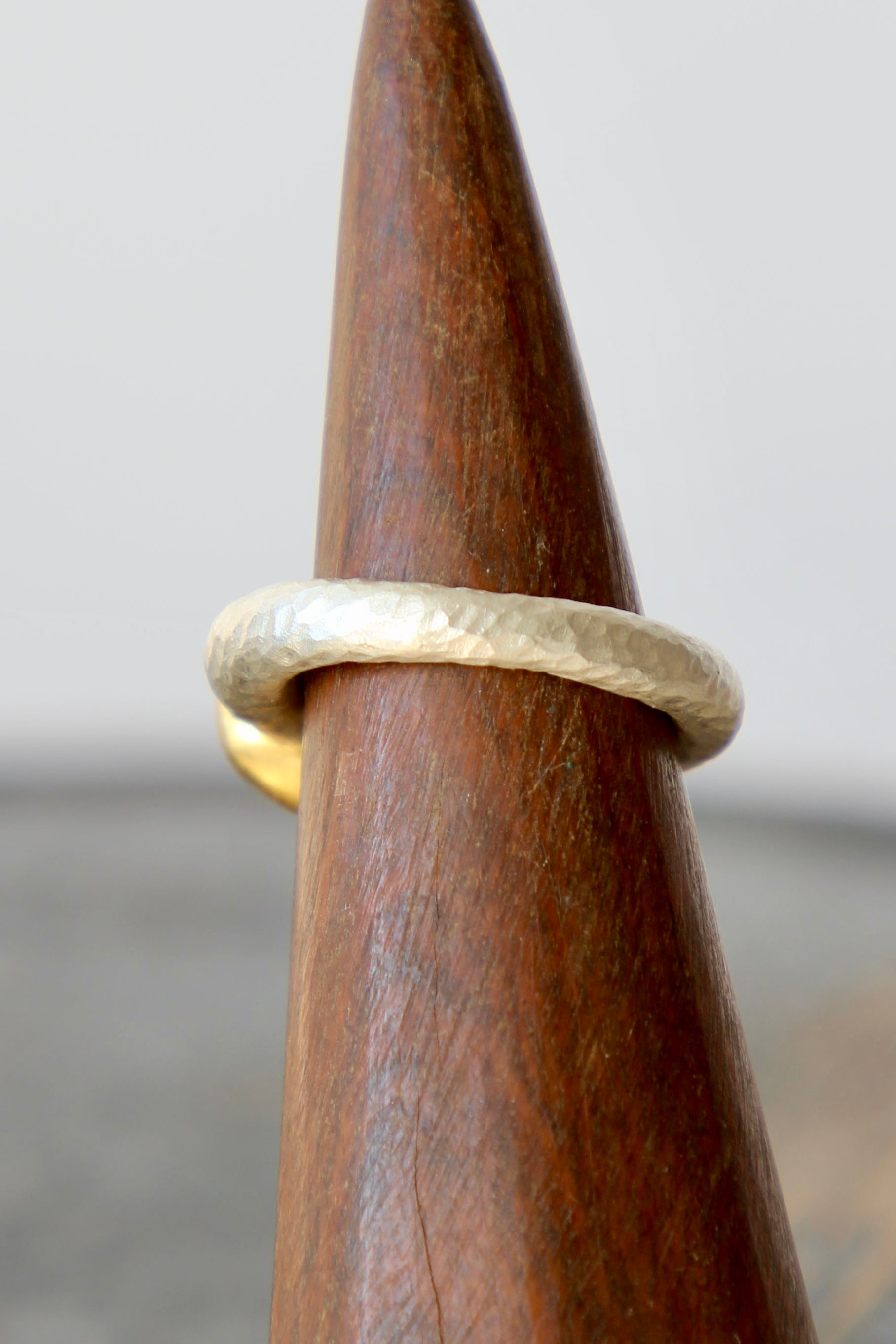 Handmade Iolite Cup Ring // Poppy Dandiya Ring // Hammered Sterling Silver // 24K Filled Gold // Size 55
