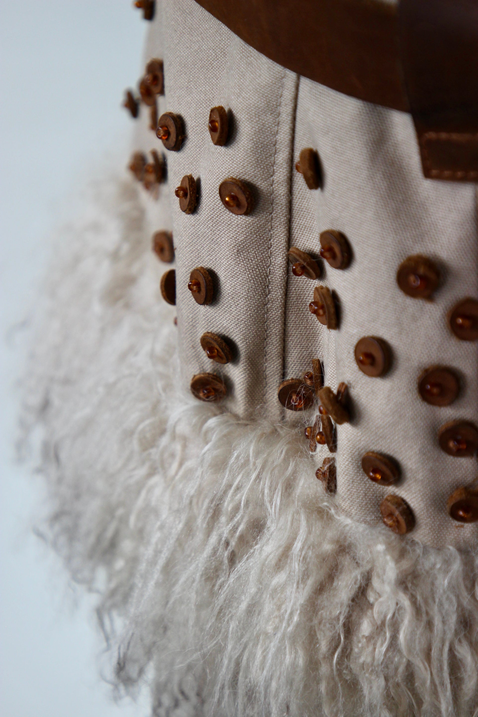 Vintage Vest with Mongolian Lamb Fur // Size S