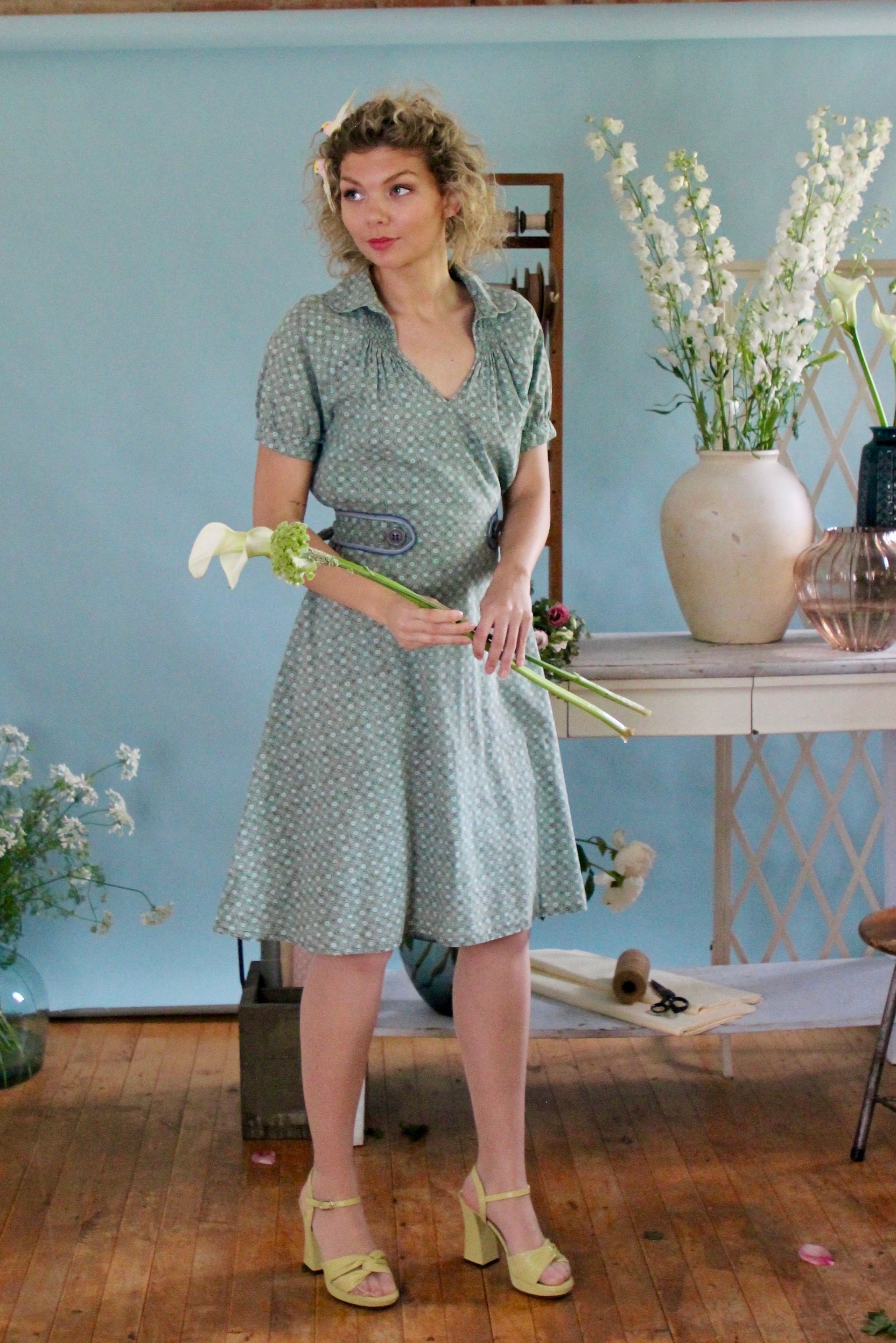 Y2K Vintage Does 1930s Cotton Day Dress // Size M