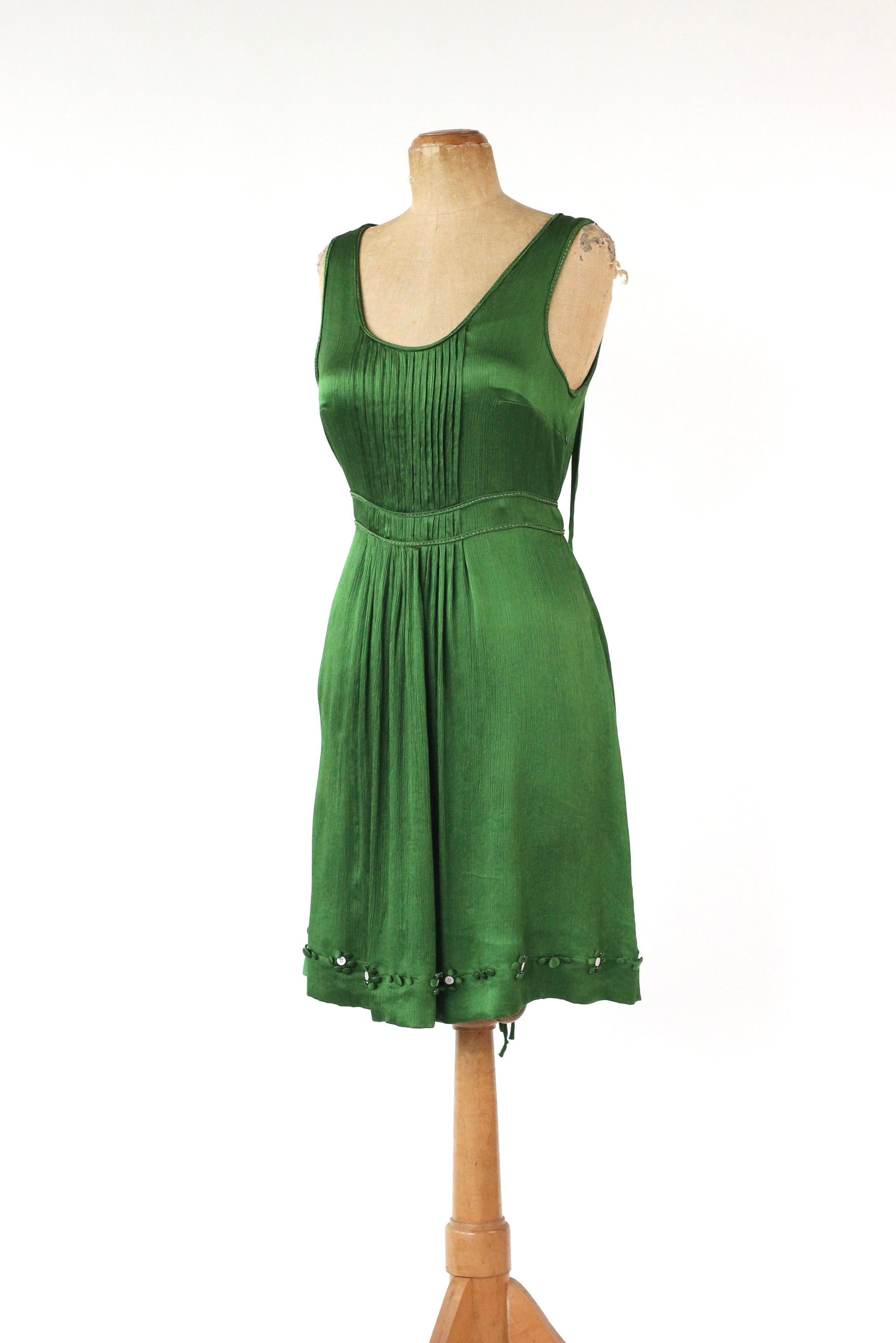 Vintage Green Silk Dress//Danish Design//Size M/L