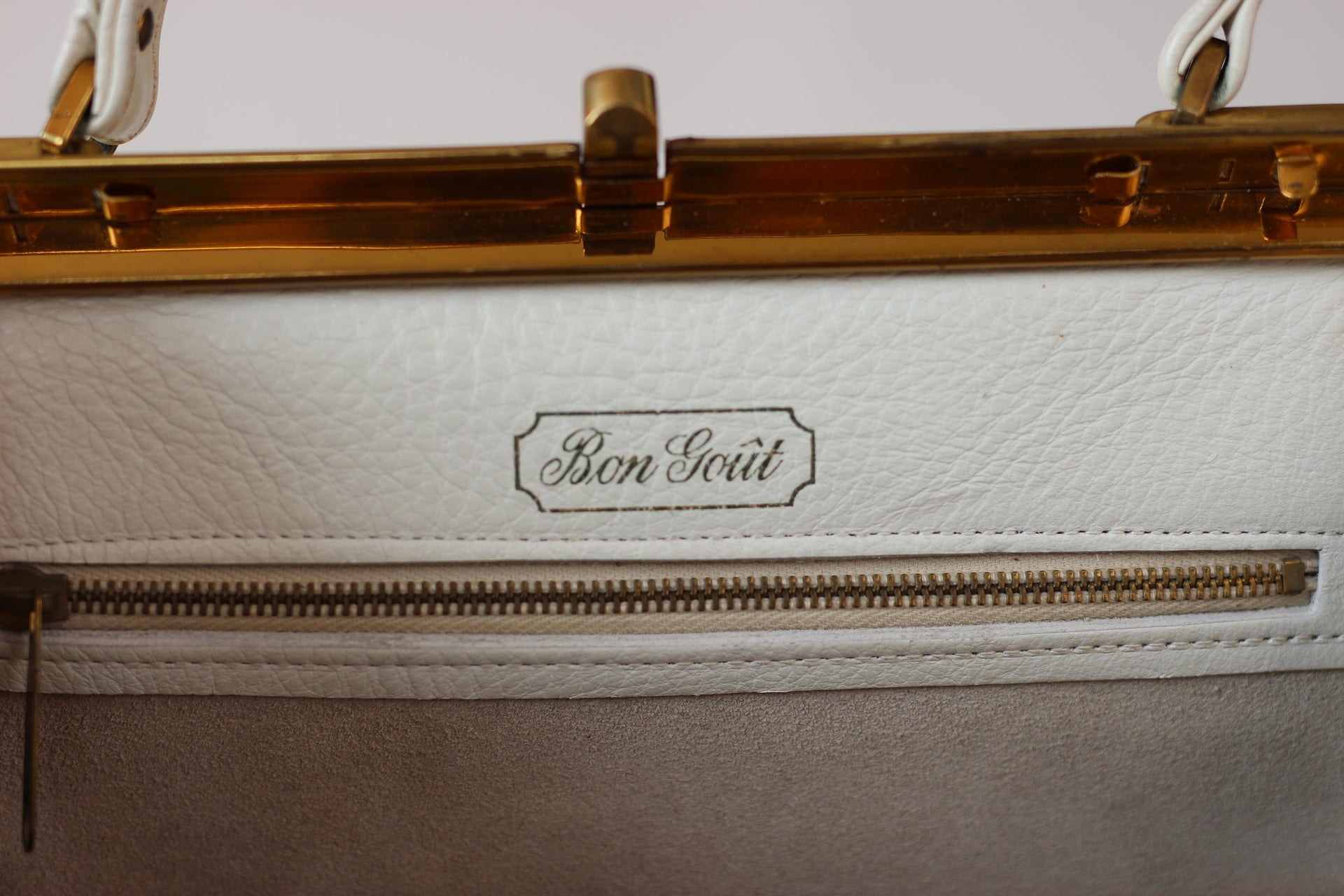 1950s 1960s White Leather Top Handle Bag/Danish Design
