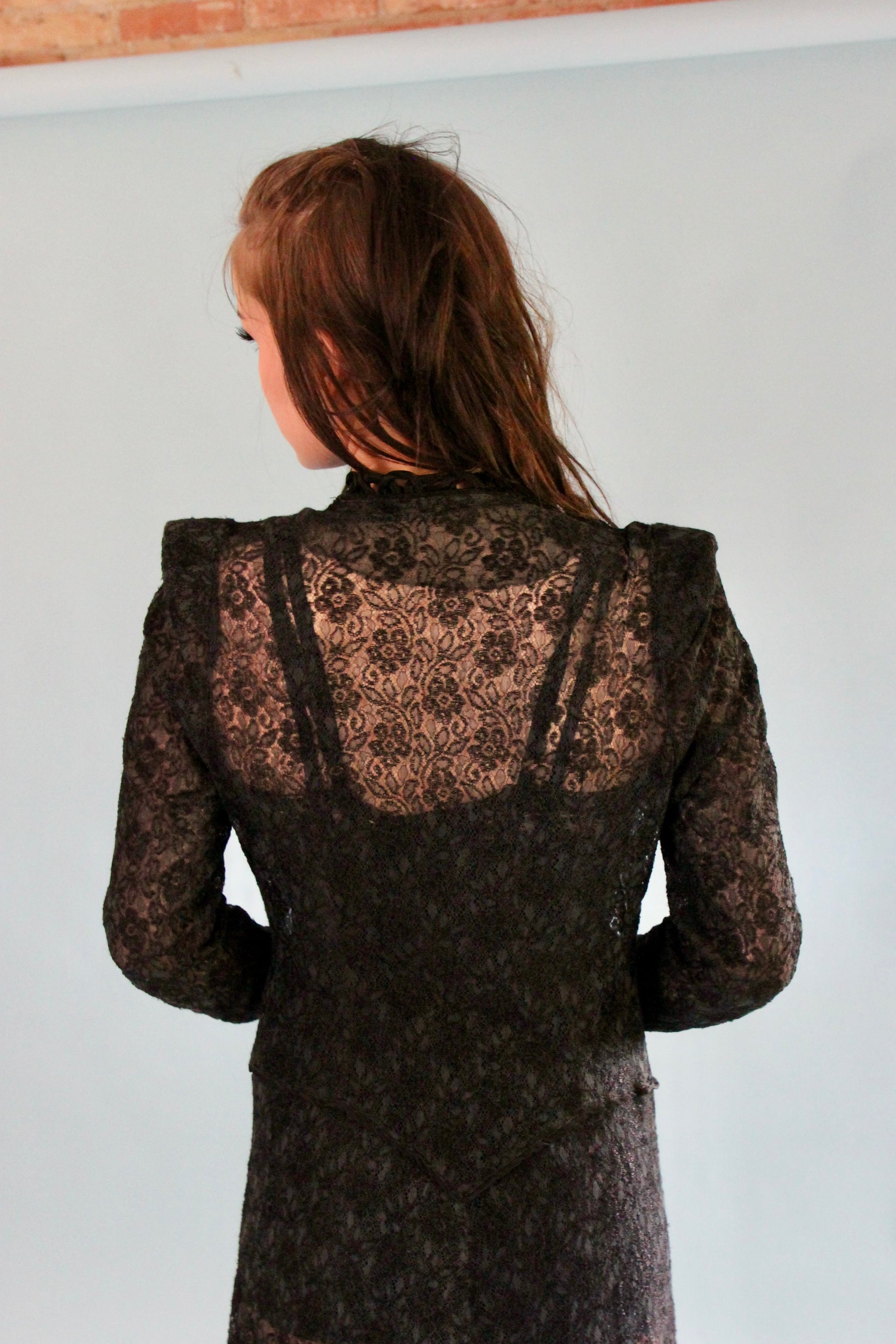 Antique Edwardian Black Lace Dress // Size S