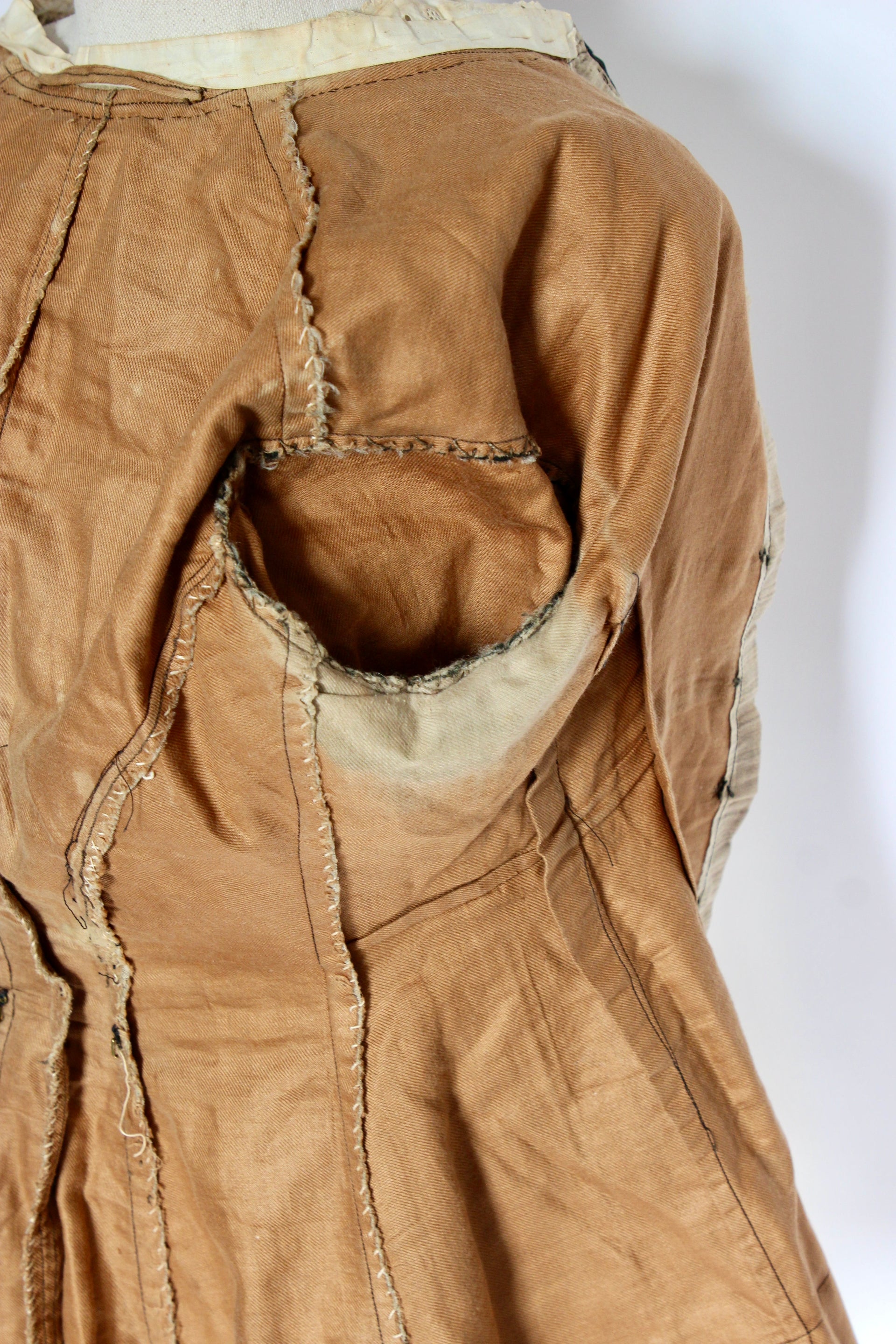 1879s Antique Victorian Beige Jacket with Black Collar and Cuffs Owned by Karin Strandberg, Sweden.