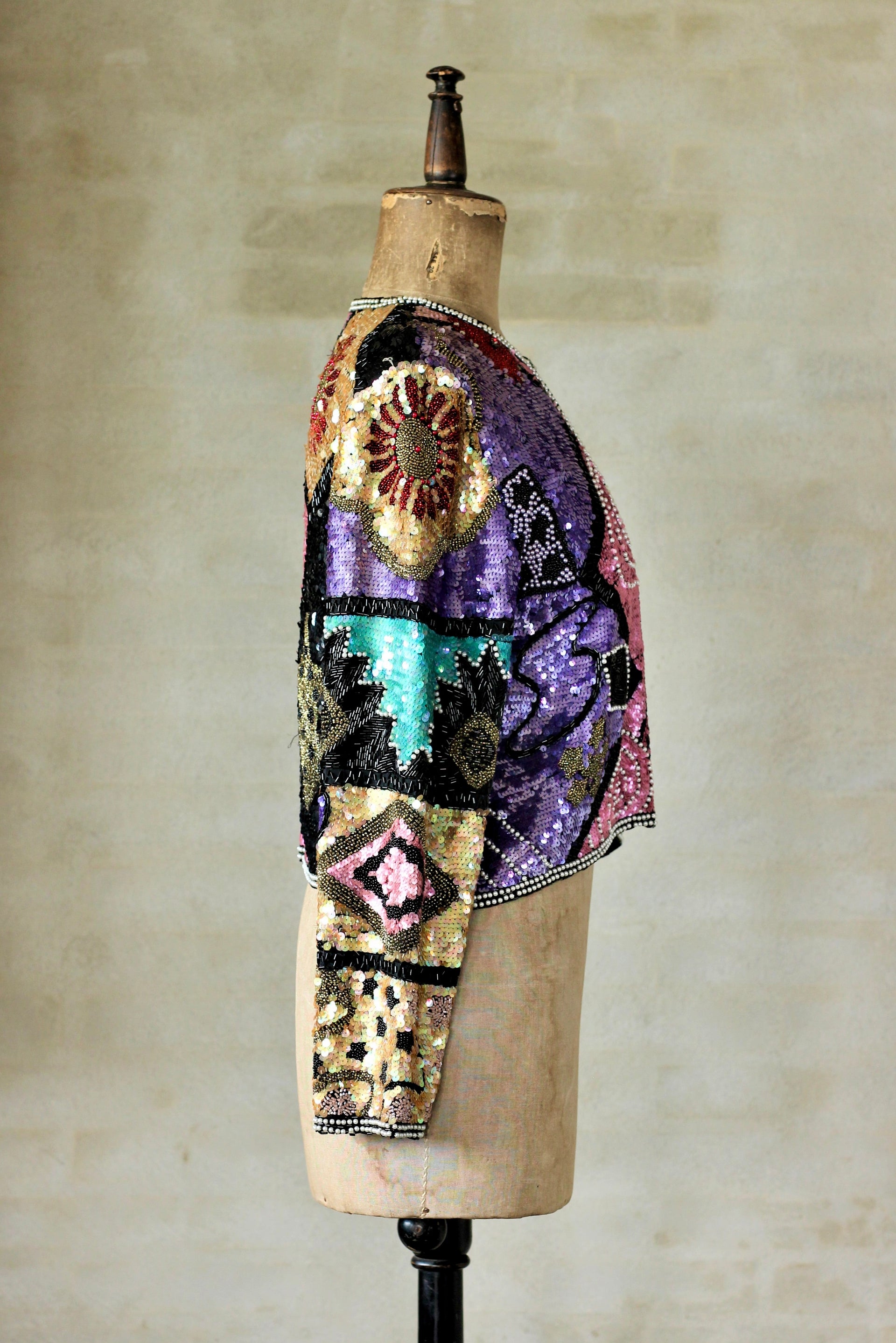 Vintage Beaded Sequin Jacket // Size M
