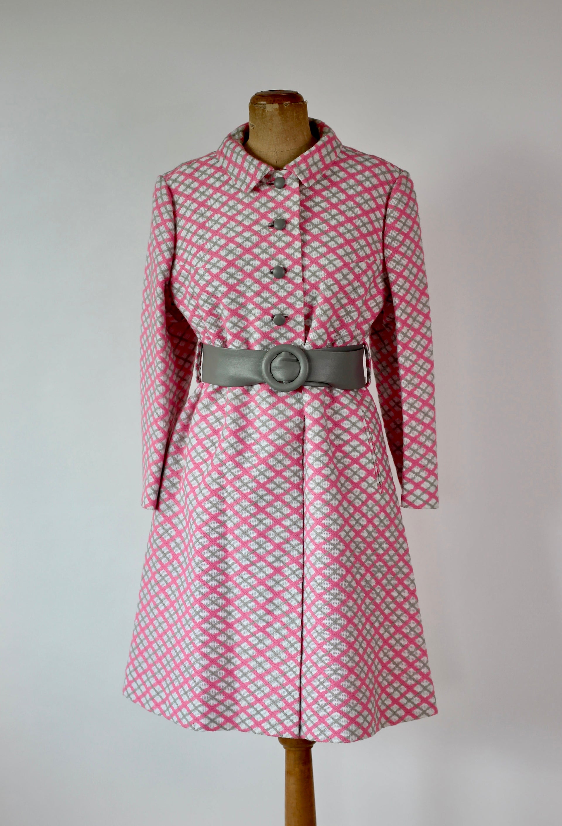 1960s Designer Mod Coat in Harlequin Pattern // Size L