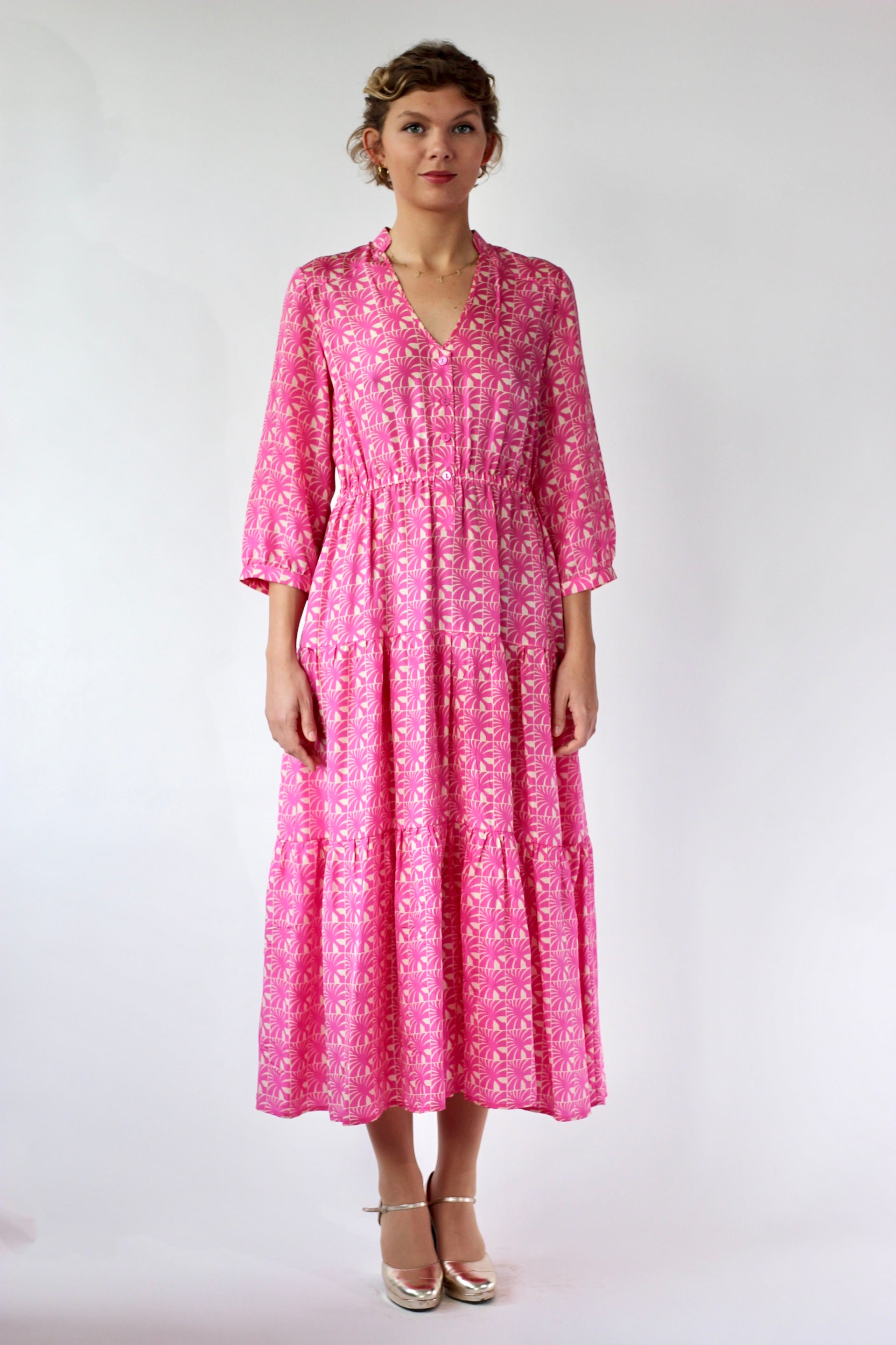 Vintage Pink Silk Dress//Danish Design//Size M