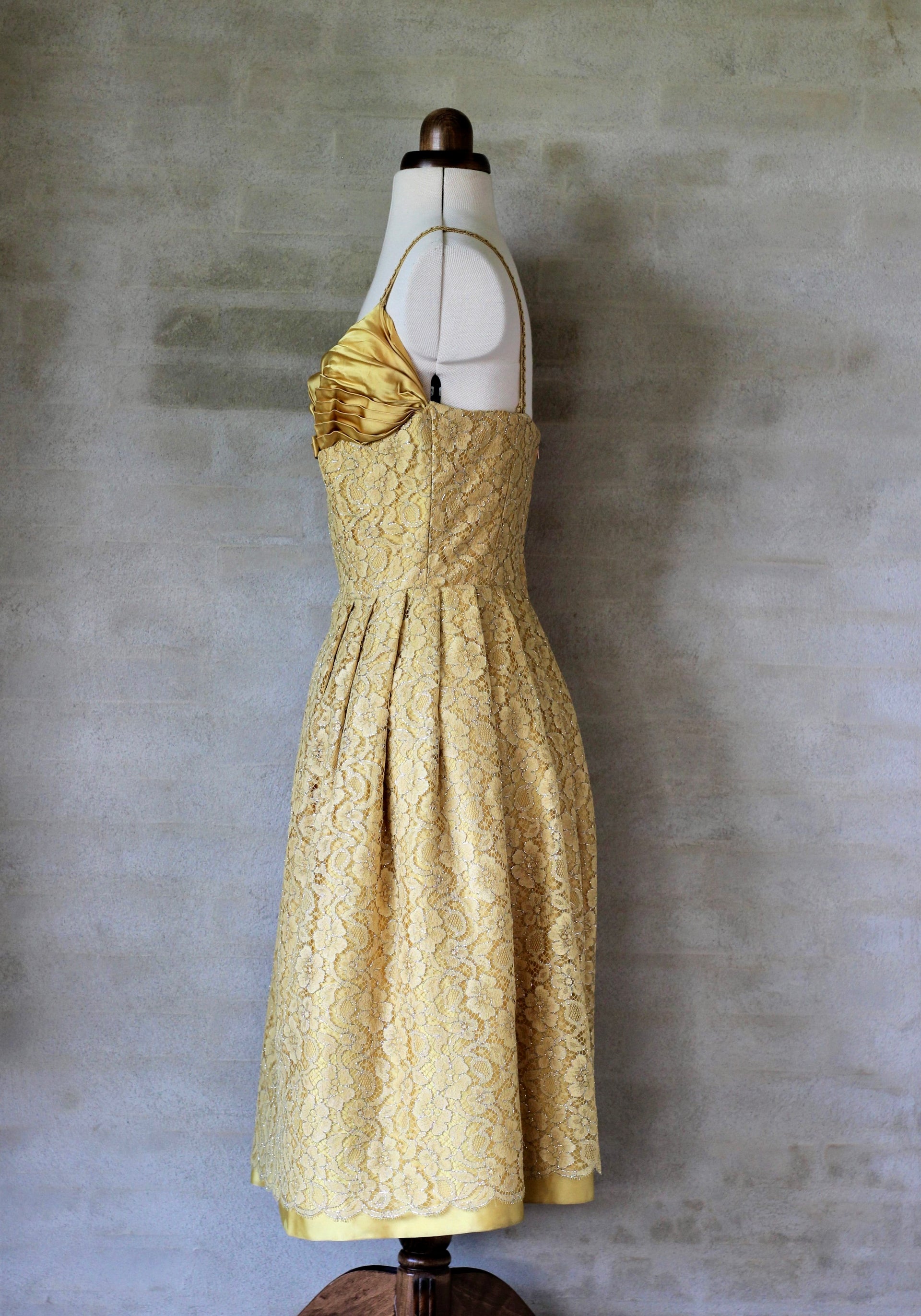 1950s Yellow Lace Dress
