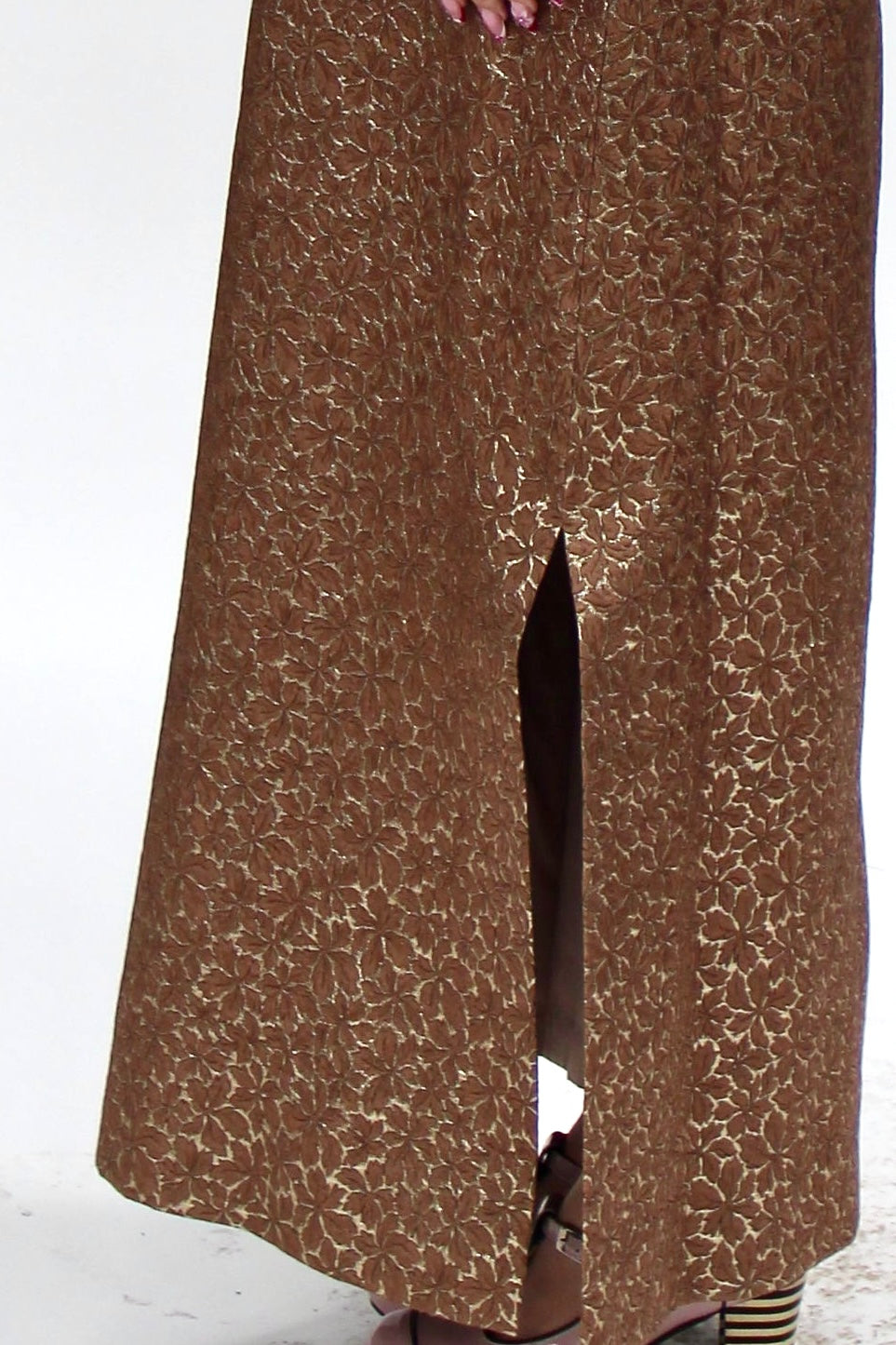 1960s Vintage Brocade Maxi Dress // Size S/M