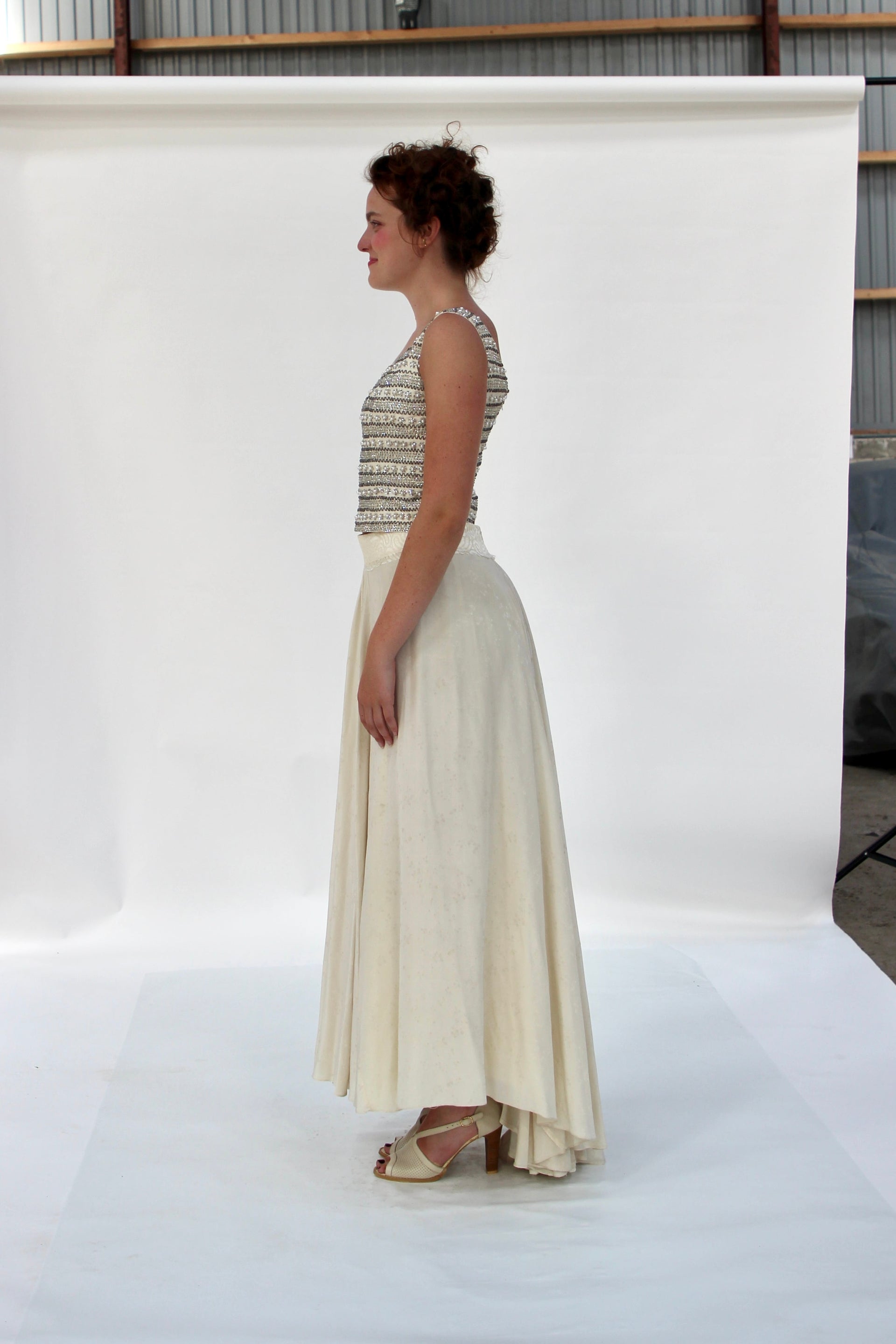 By Waltz Skirt in 1920s Vintage Silk // Size M