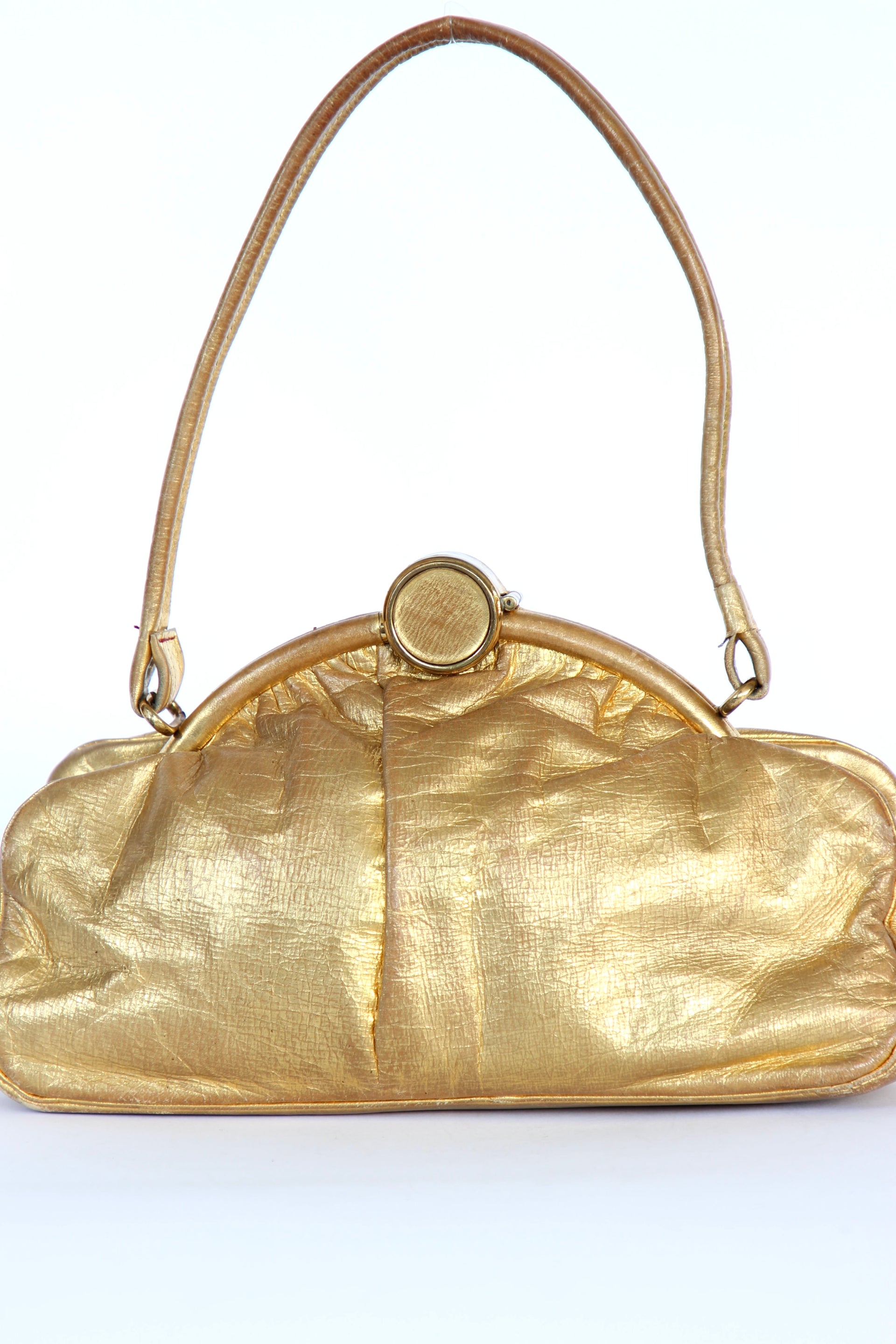 1950s 1960s Vintage Golden Leather Top handle Bag/Purse
