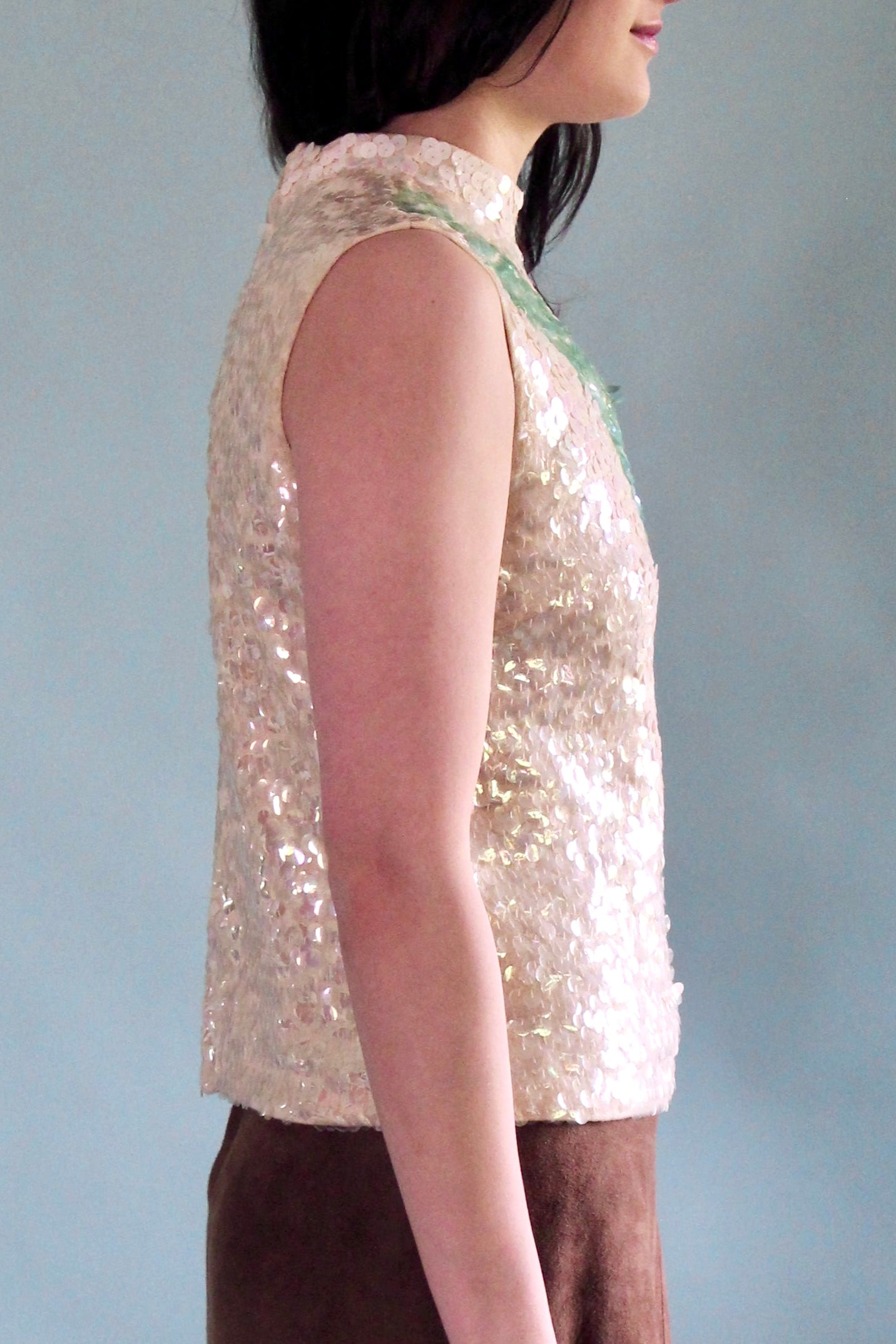 Magasin 1960s Vintage Sequin Wool Top/Blouse // Size S/M