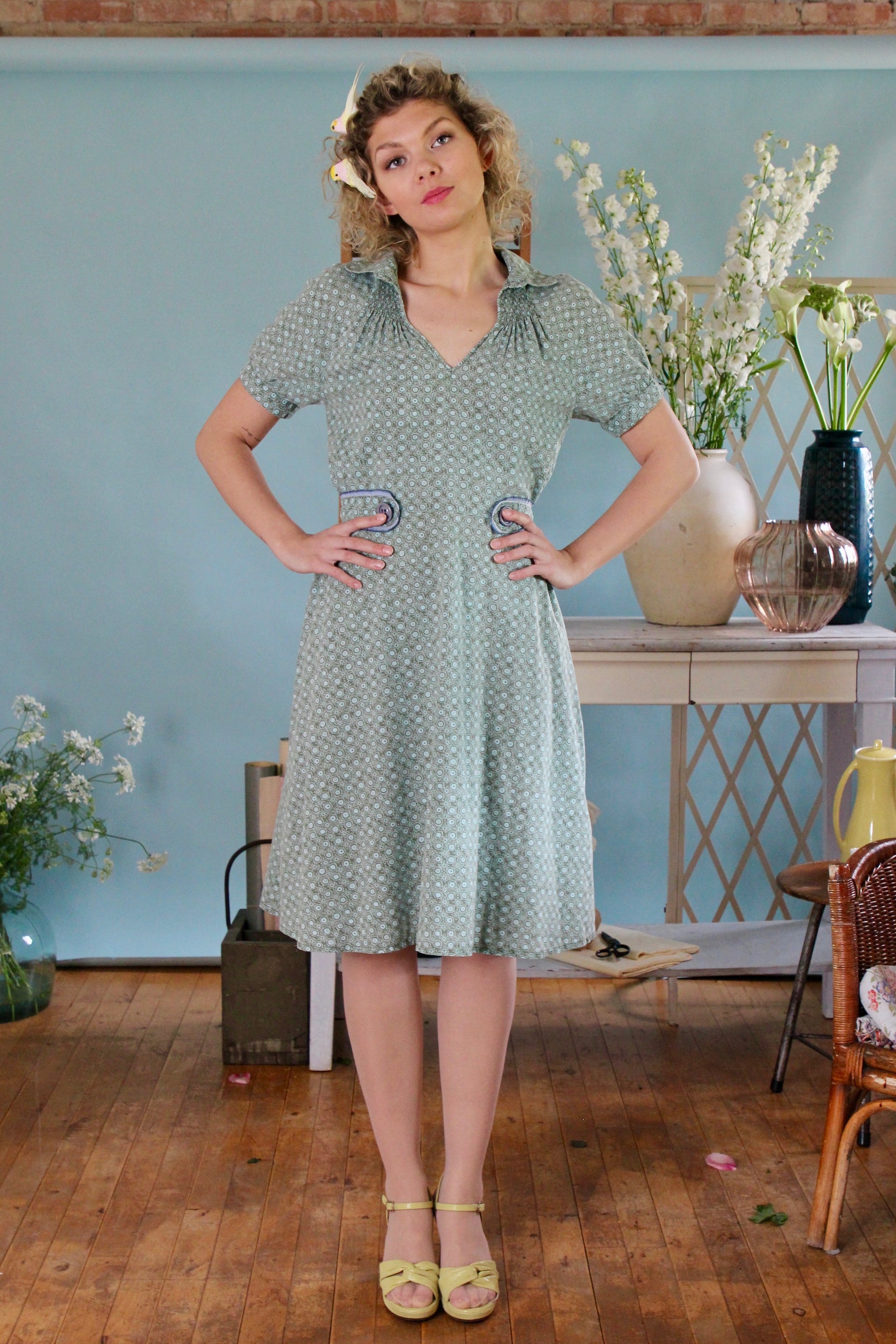 Y2K Vintage Does 1930s Cotton Day Dress // Size M