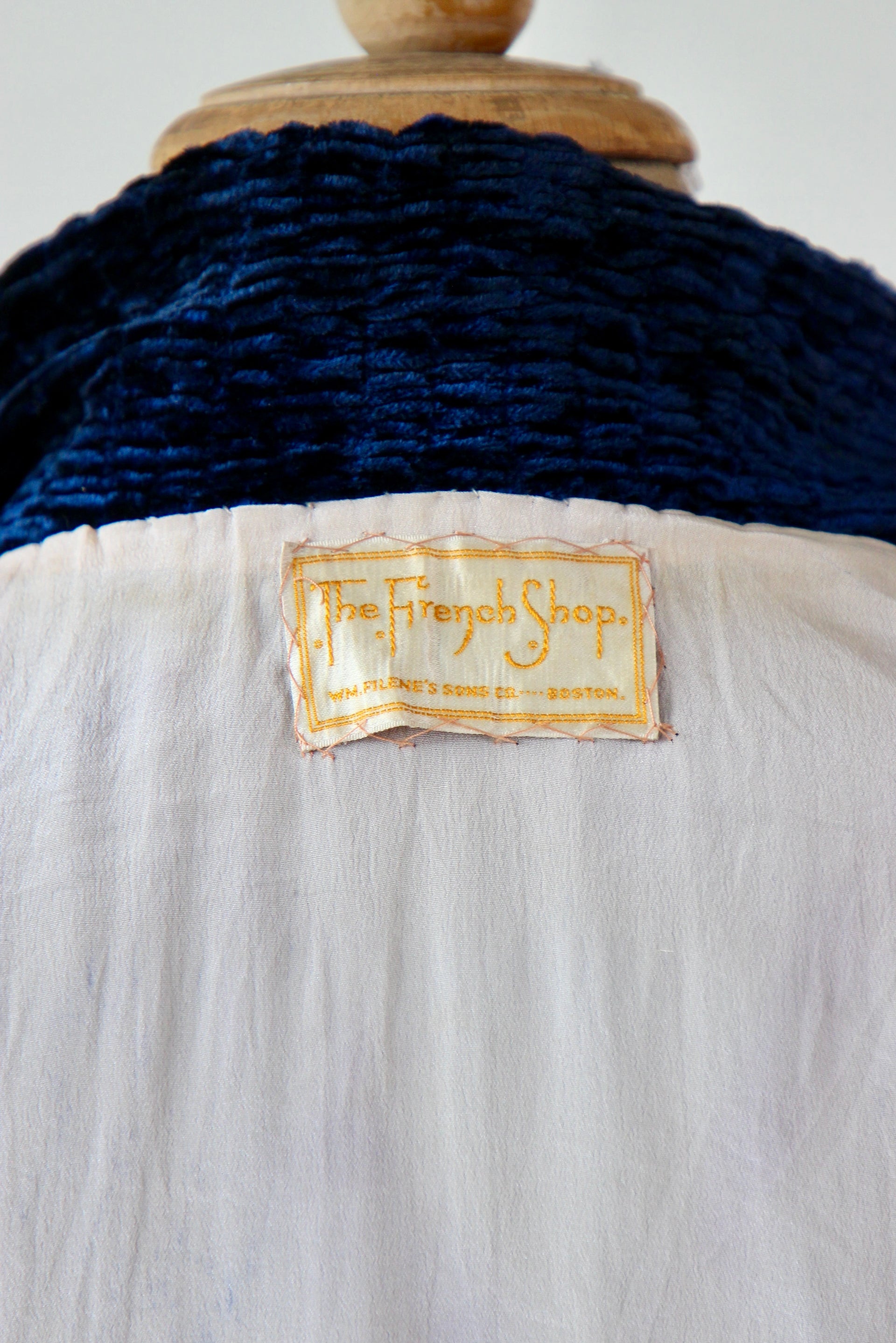 1920s 1930s Blue Silk Velvet Opera Coat//Size M