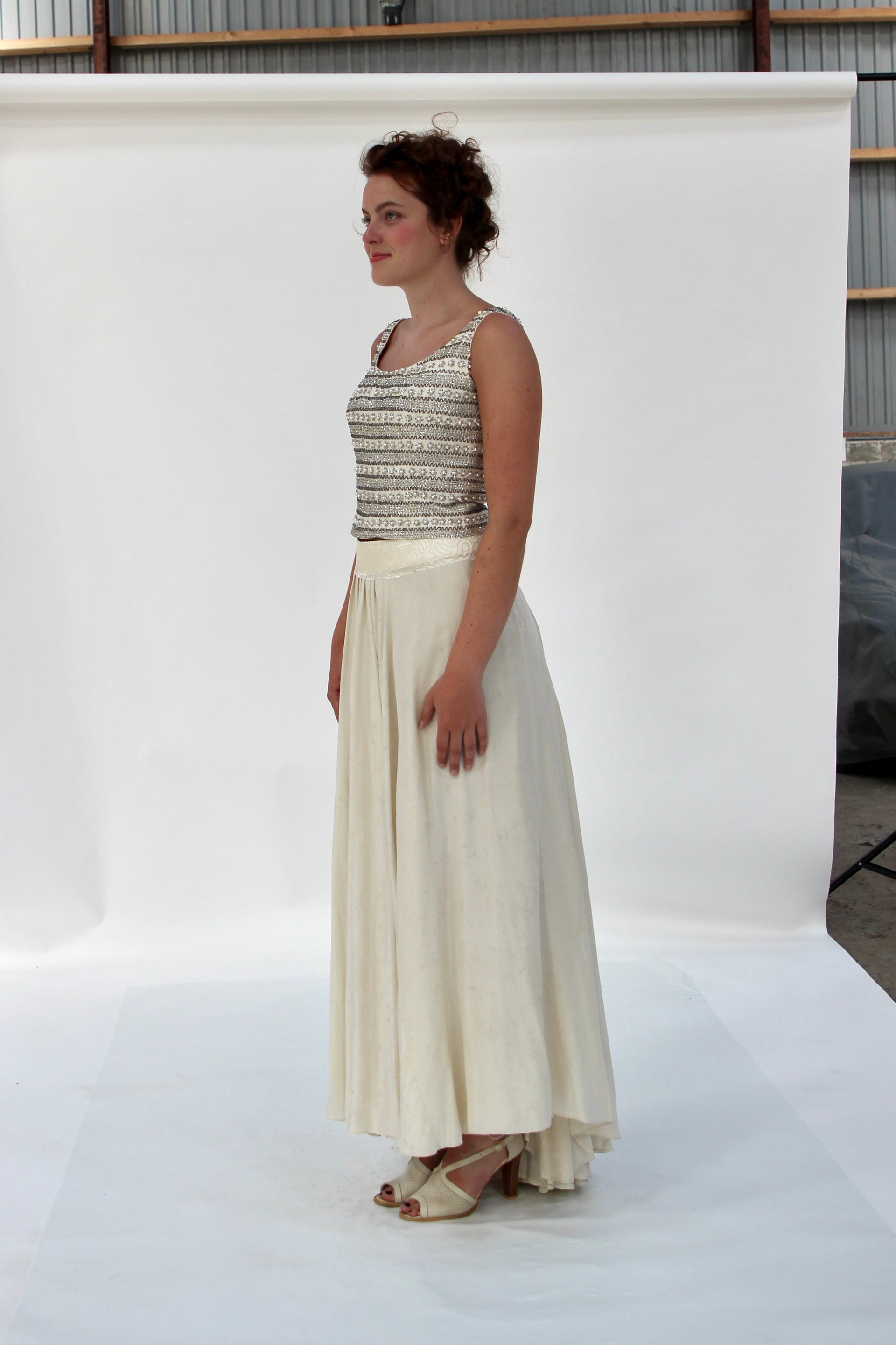 By Waltz Skirt in 1920s Vintage Silk // Size M