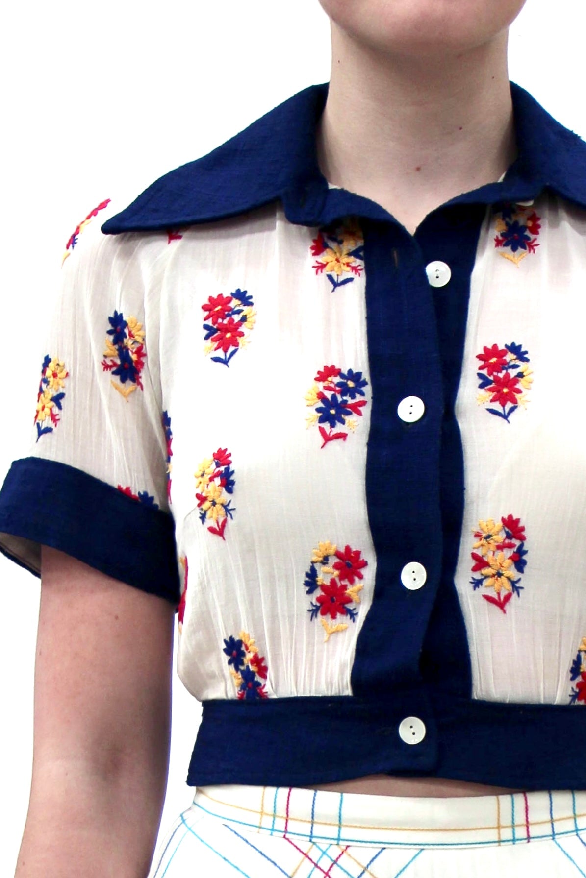 1930s Vintage Cotton Shirt //Size XS/S