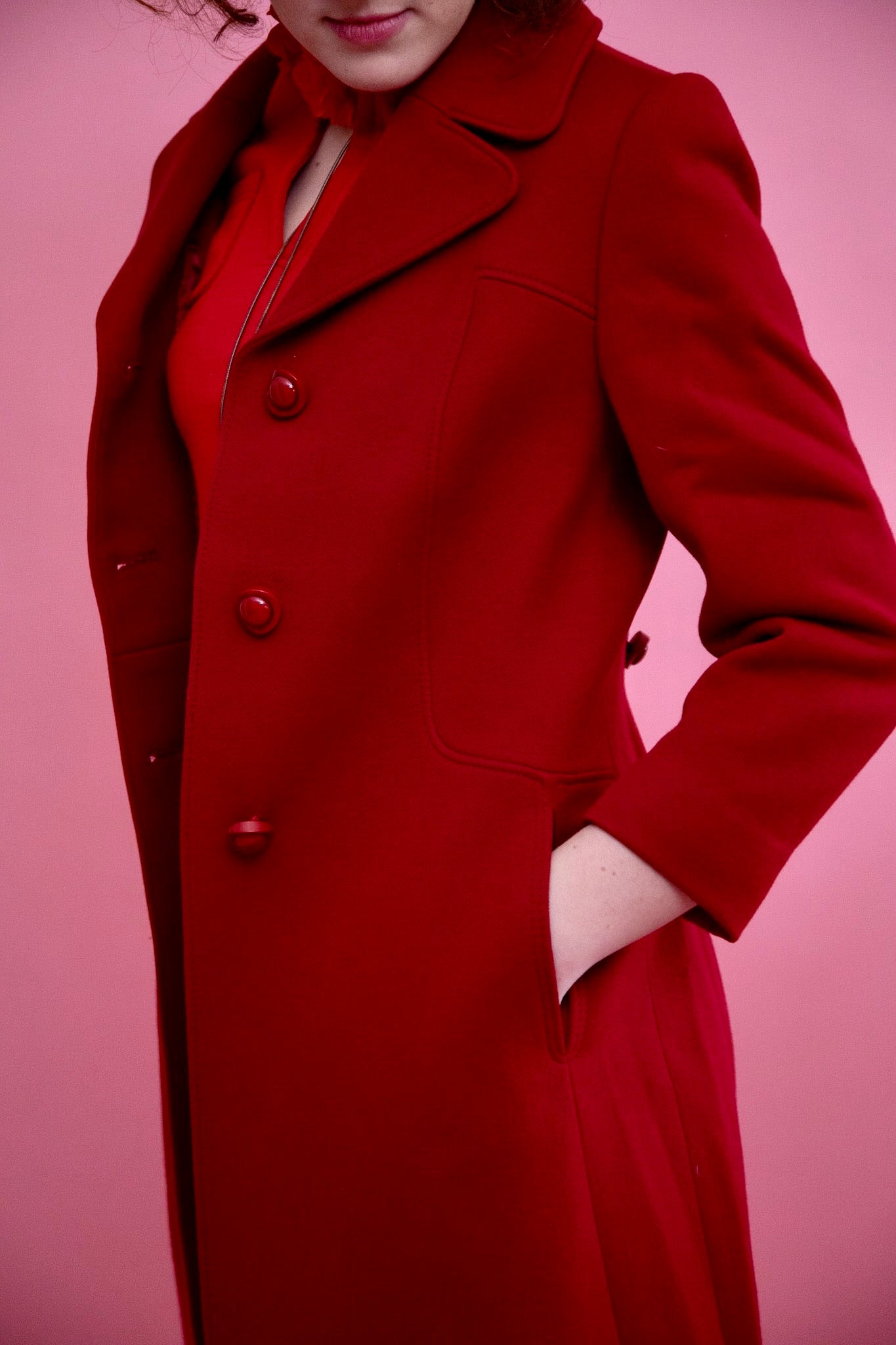 1970s Vintage Dark Red Mod Wool Coat // Size M/L