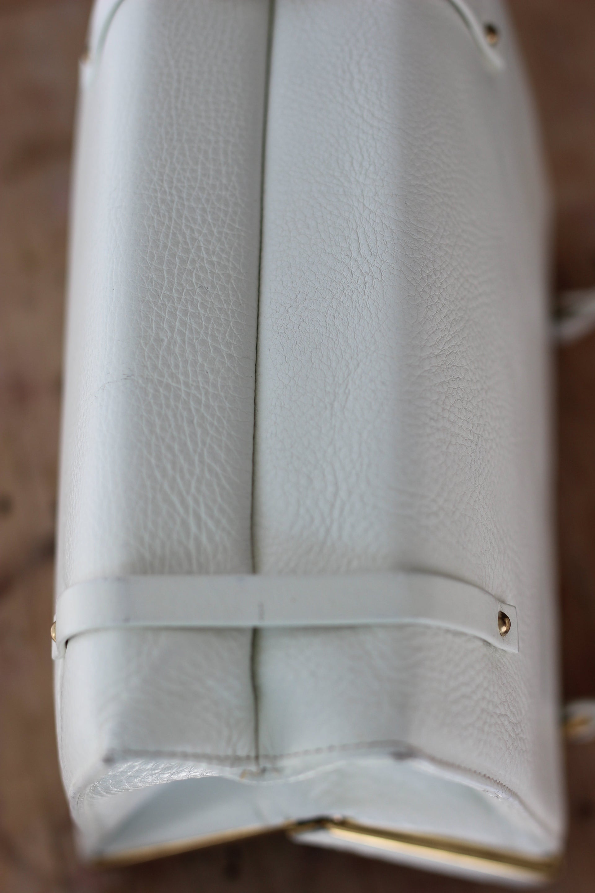 1950s 1960s White Leather Top Handle Bag/Danish Design