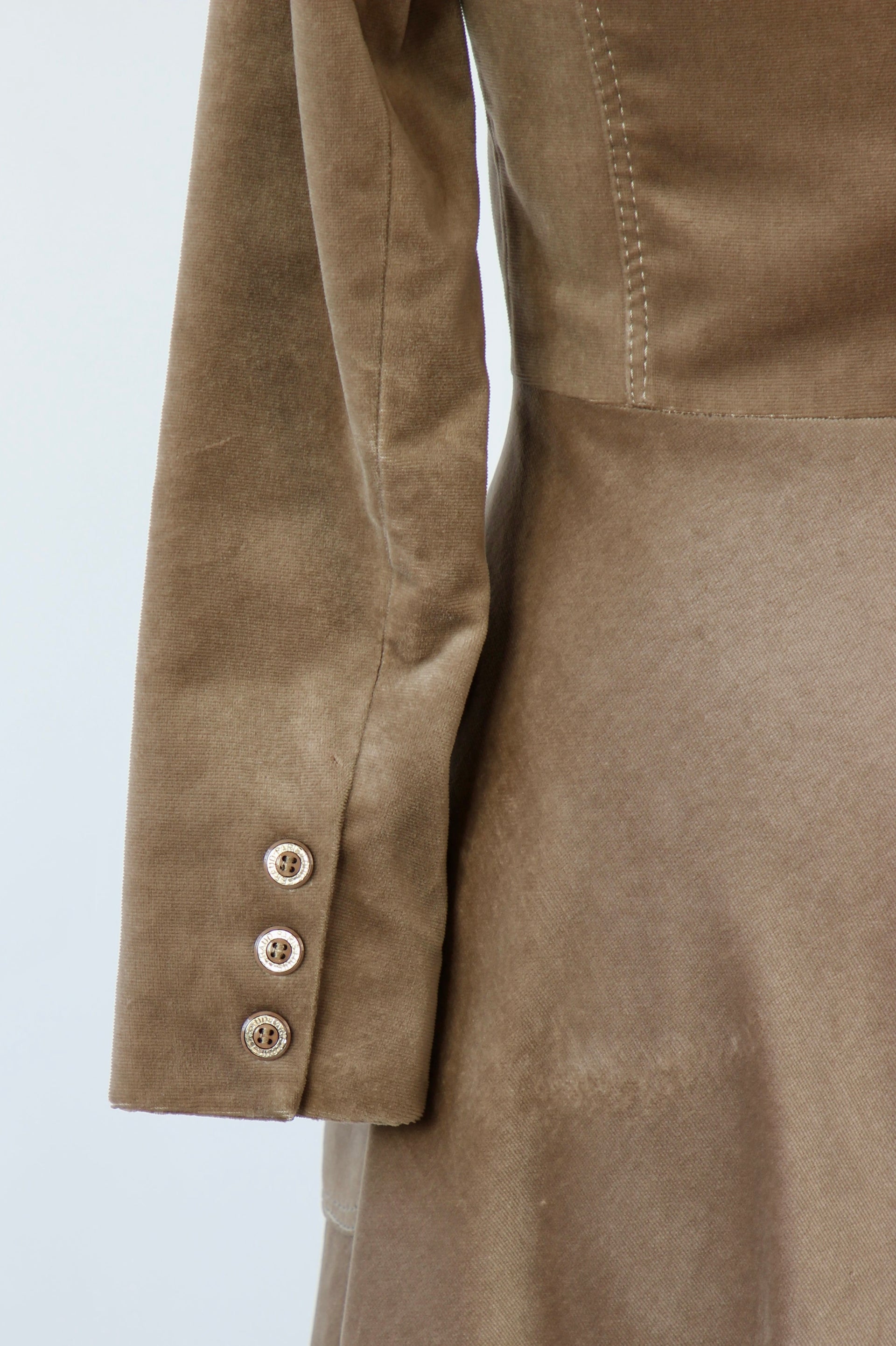 1970s Designer Louis Feraud Brown Velvet Mod Coat // Size S