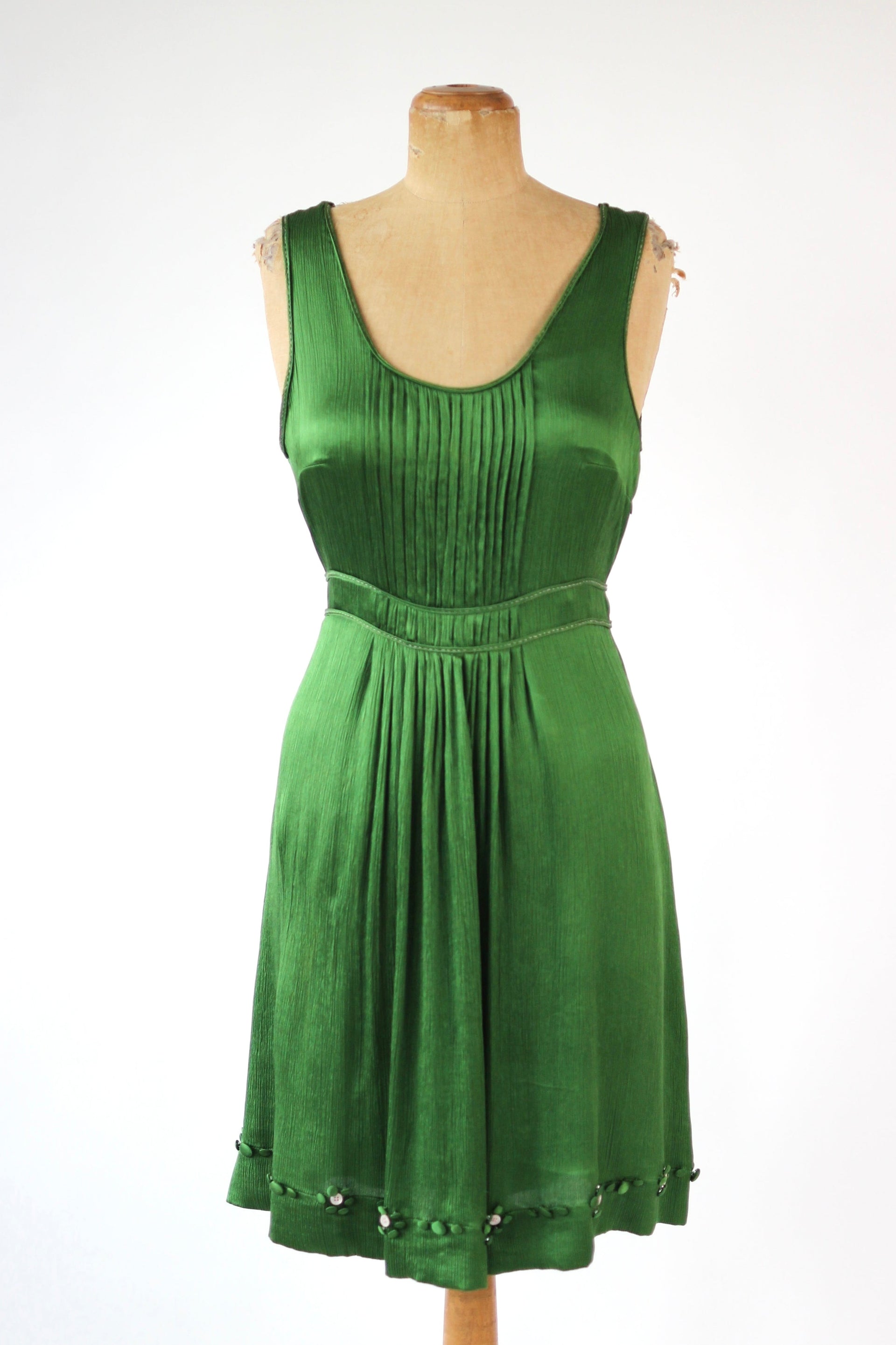 Vintage Green Silk Dress//Danish Design//Size M/L
