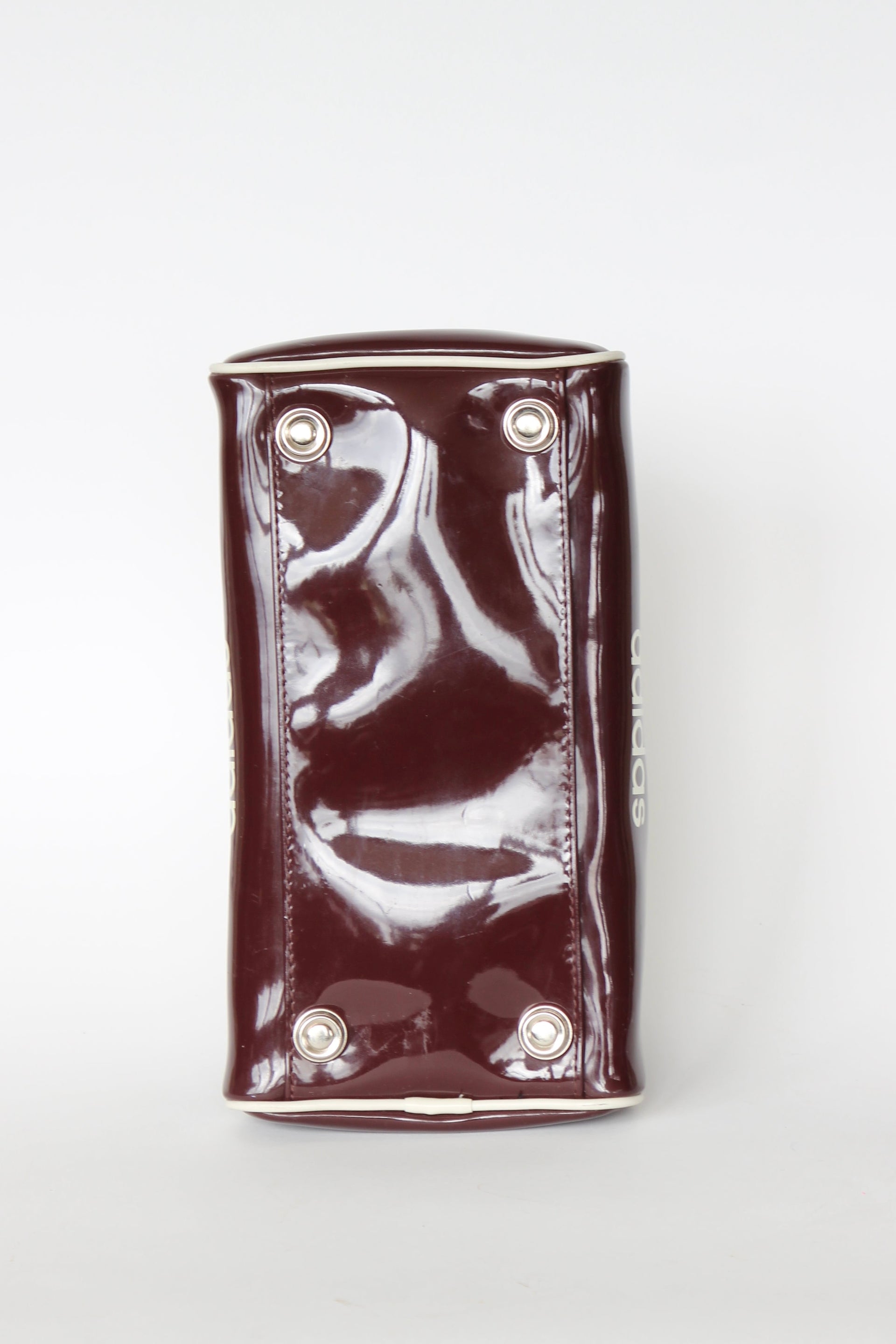 1990s Vintage Burgundy and Ivory Adidas Vinyl Top Handle Bag