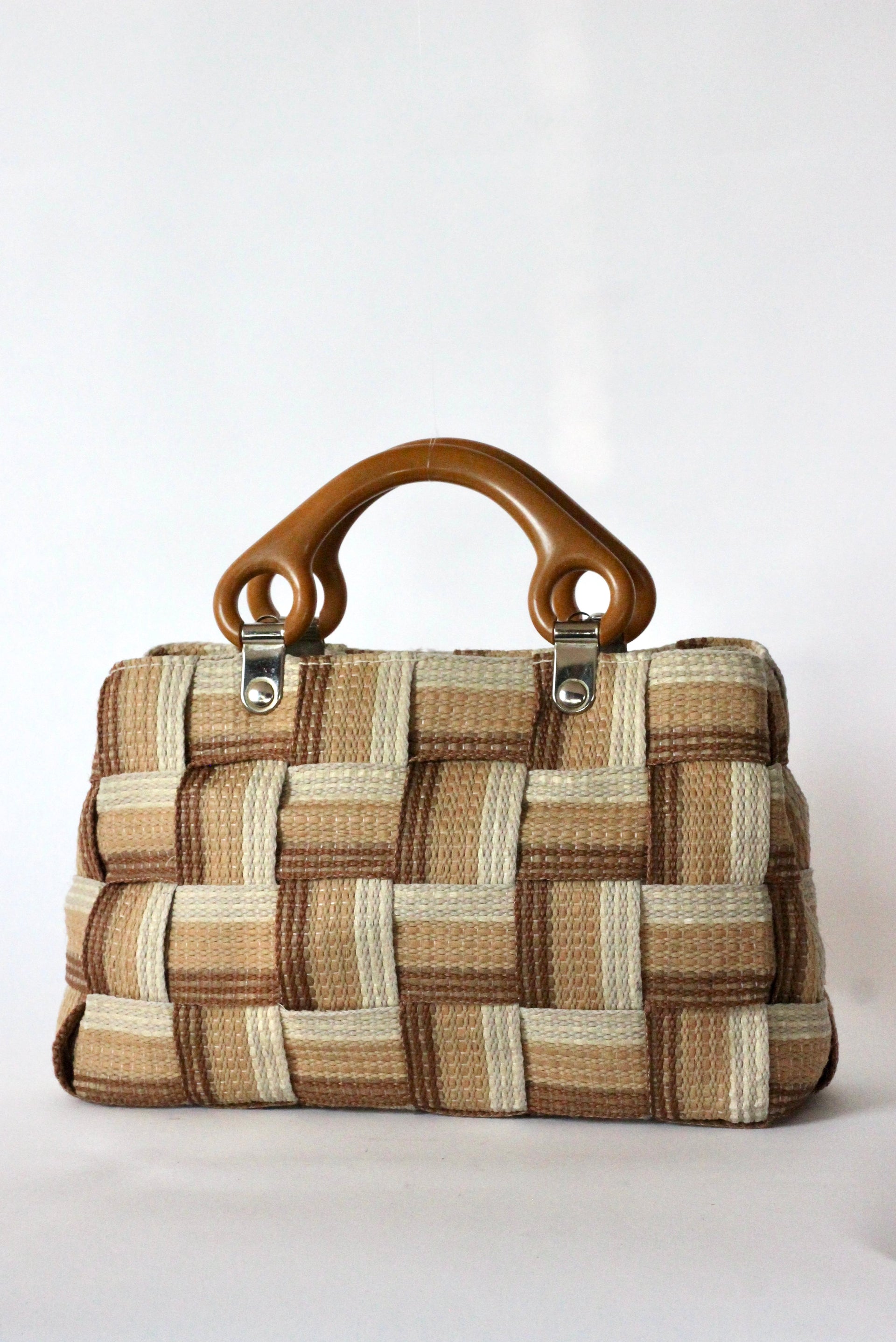 1960s Vintage Italien Bag in Striped Grosgrain