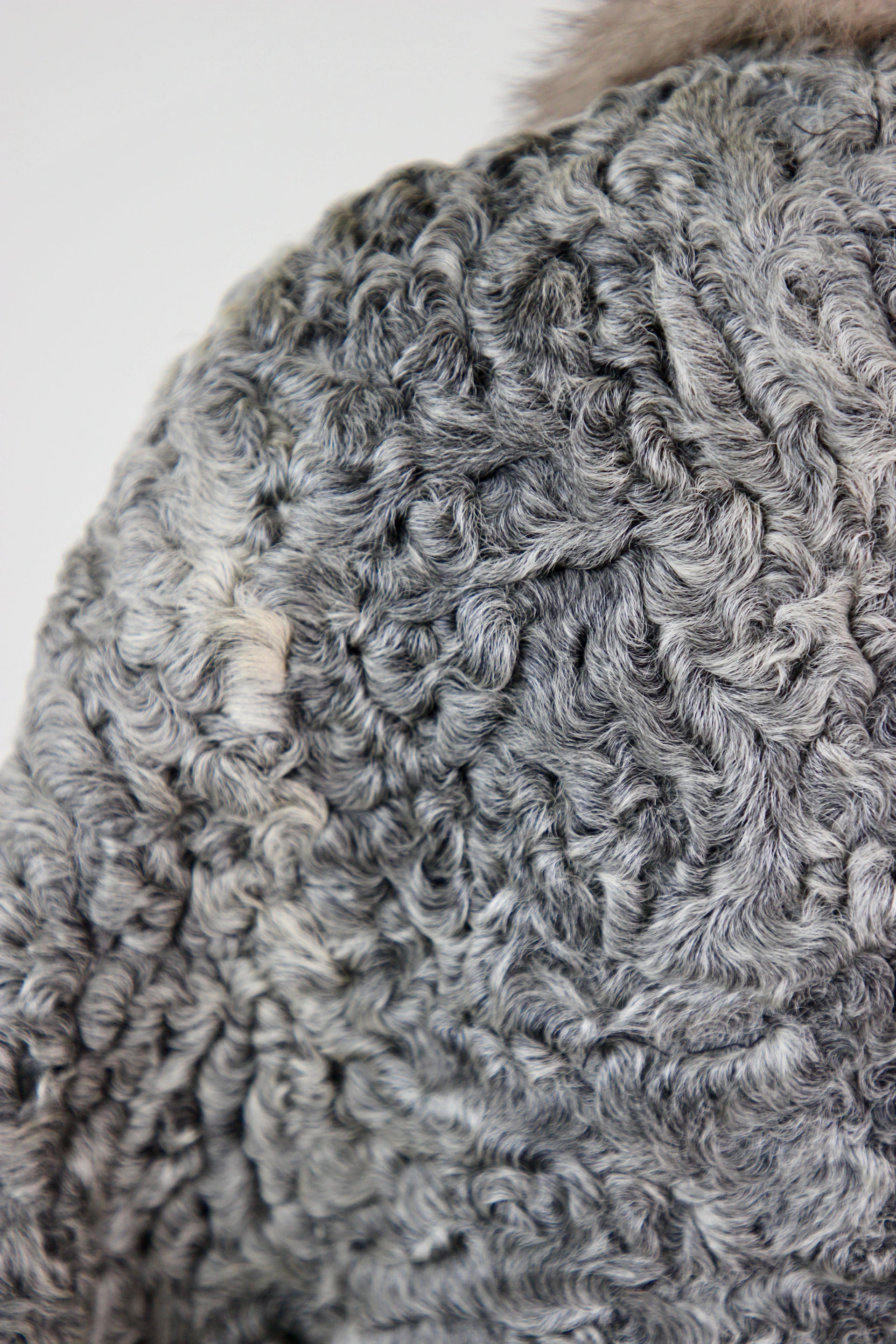1950s Vintage Grey Lamb Fur and Mink Fur Short Jacket // Size M