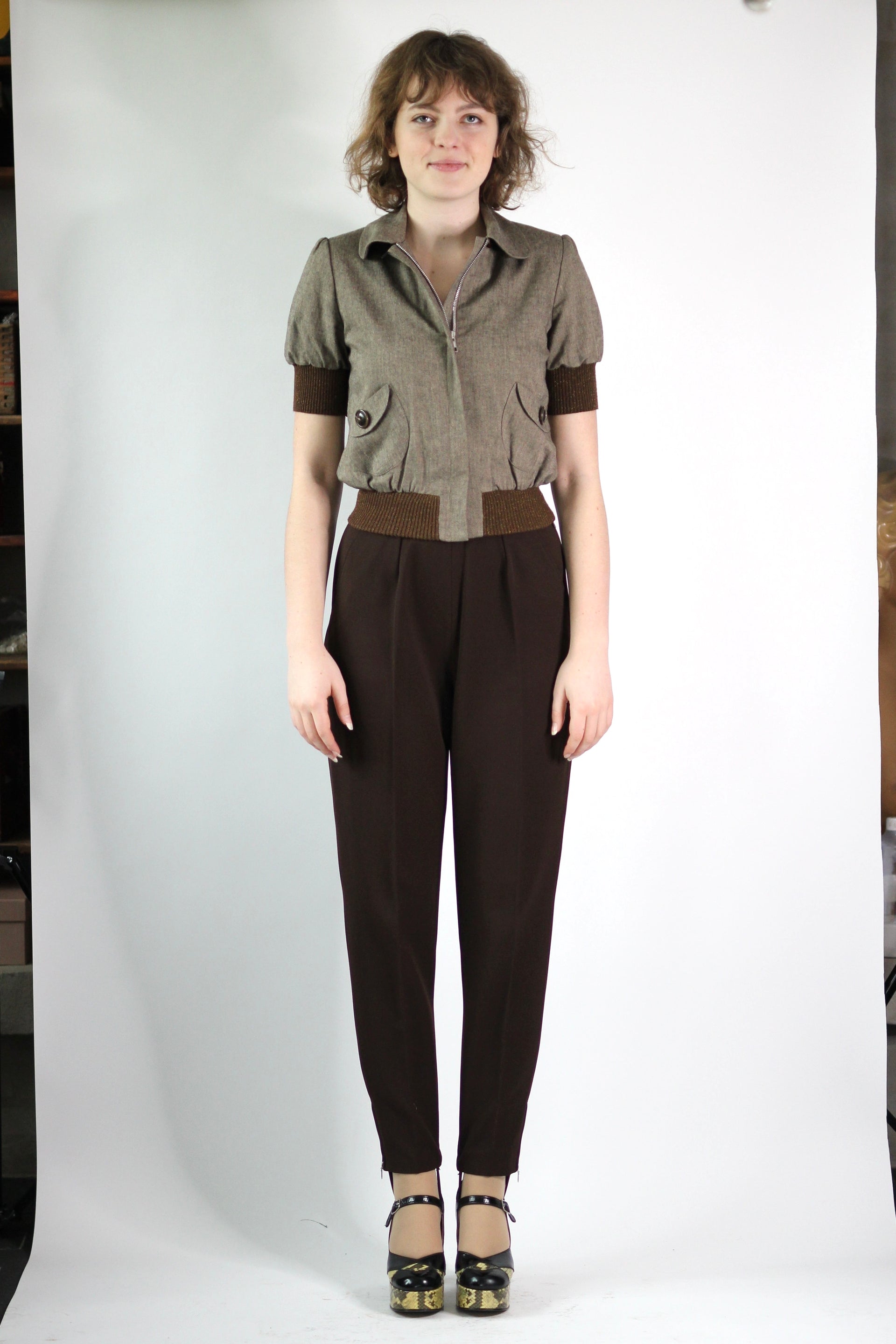 Vintage Short Sleeved Crop Jacket // Danish Design / /Size S