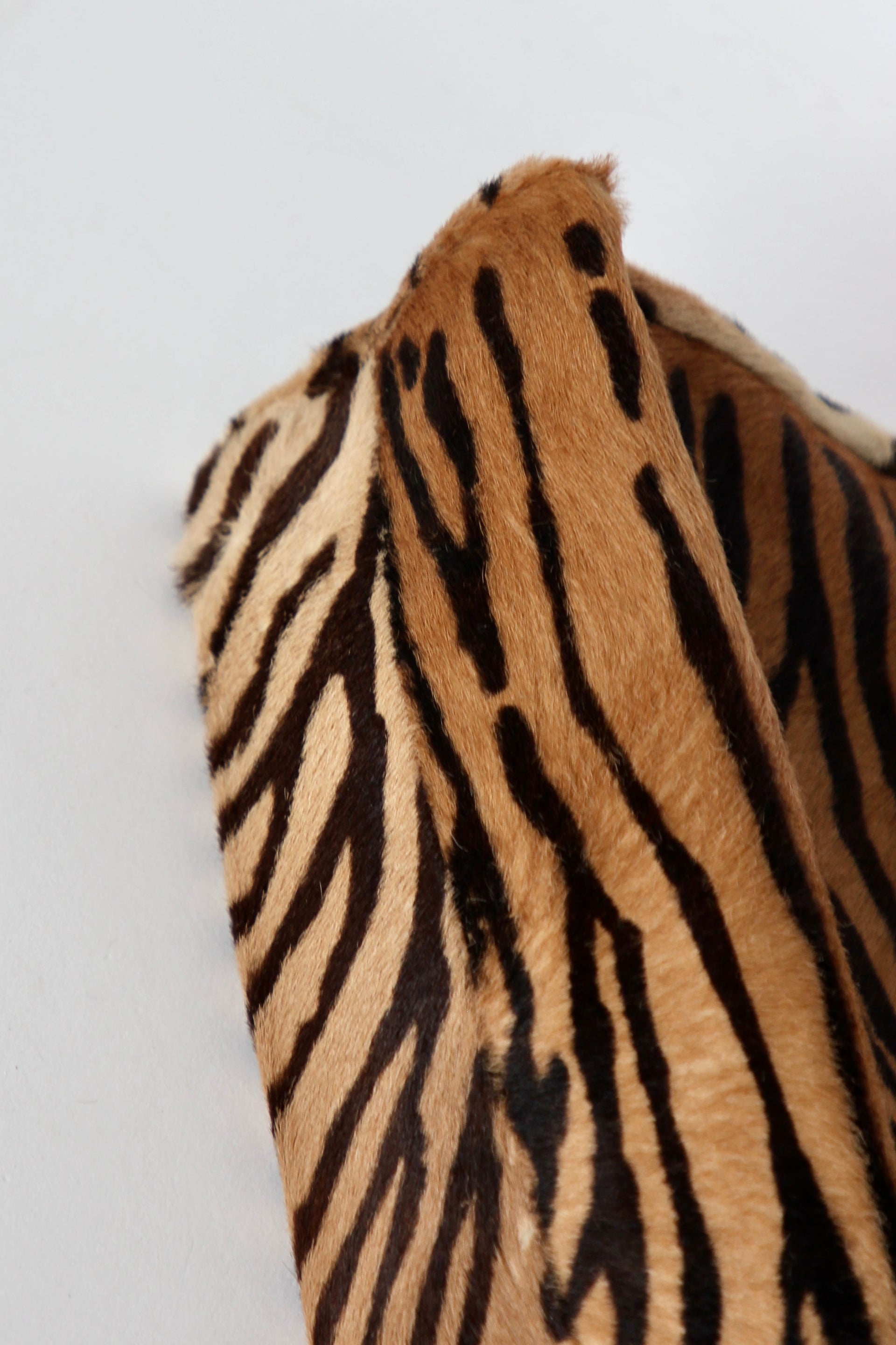 1960s Brown Fur Top Handle Bag with Tiger Pattern // Danish Design
