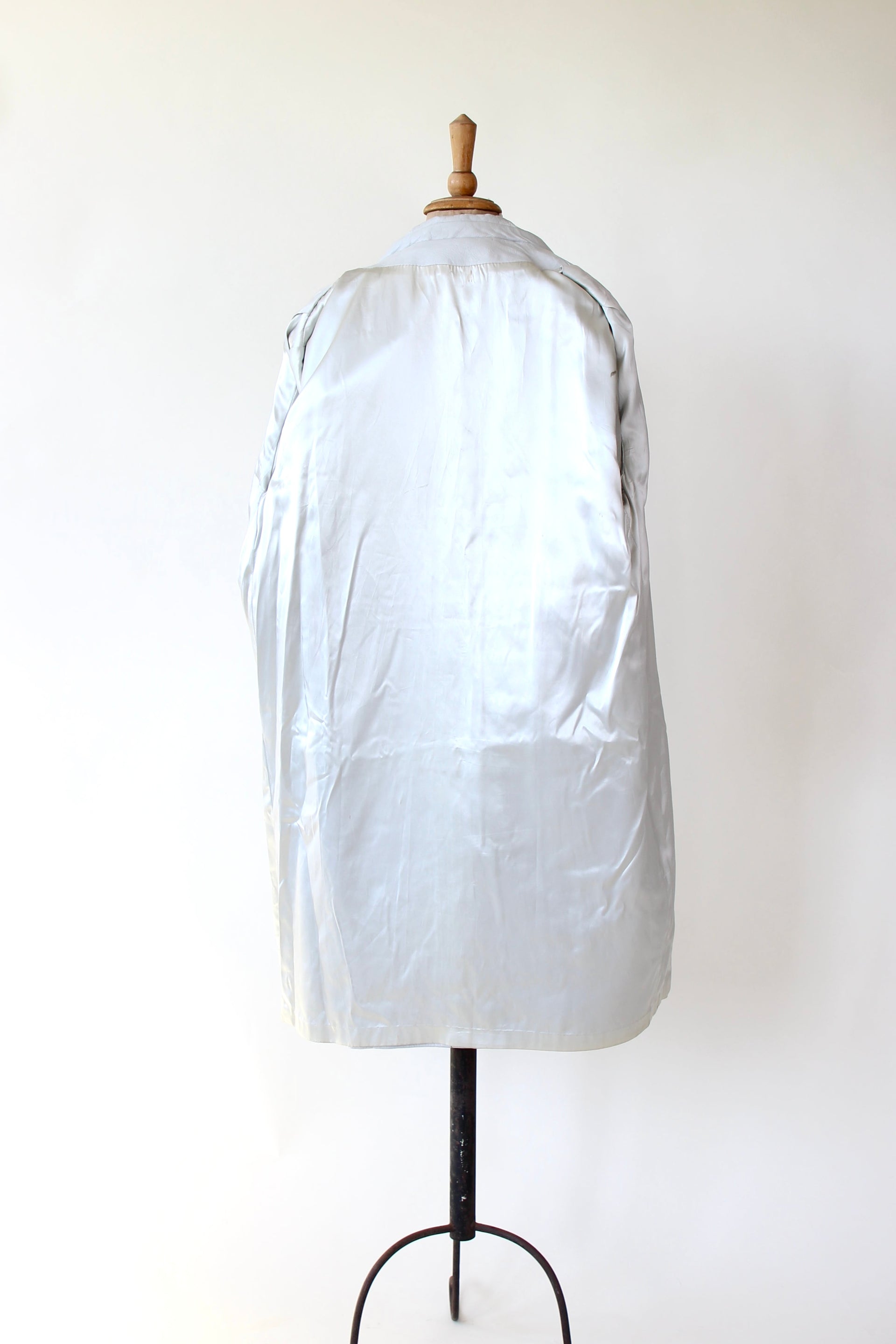 1950s Vintage Light Grey Leather Swing Coat // Size M/L