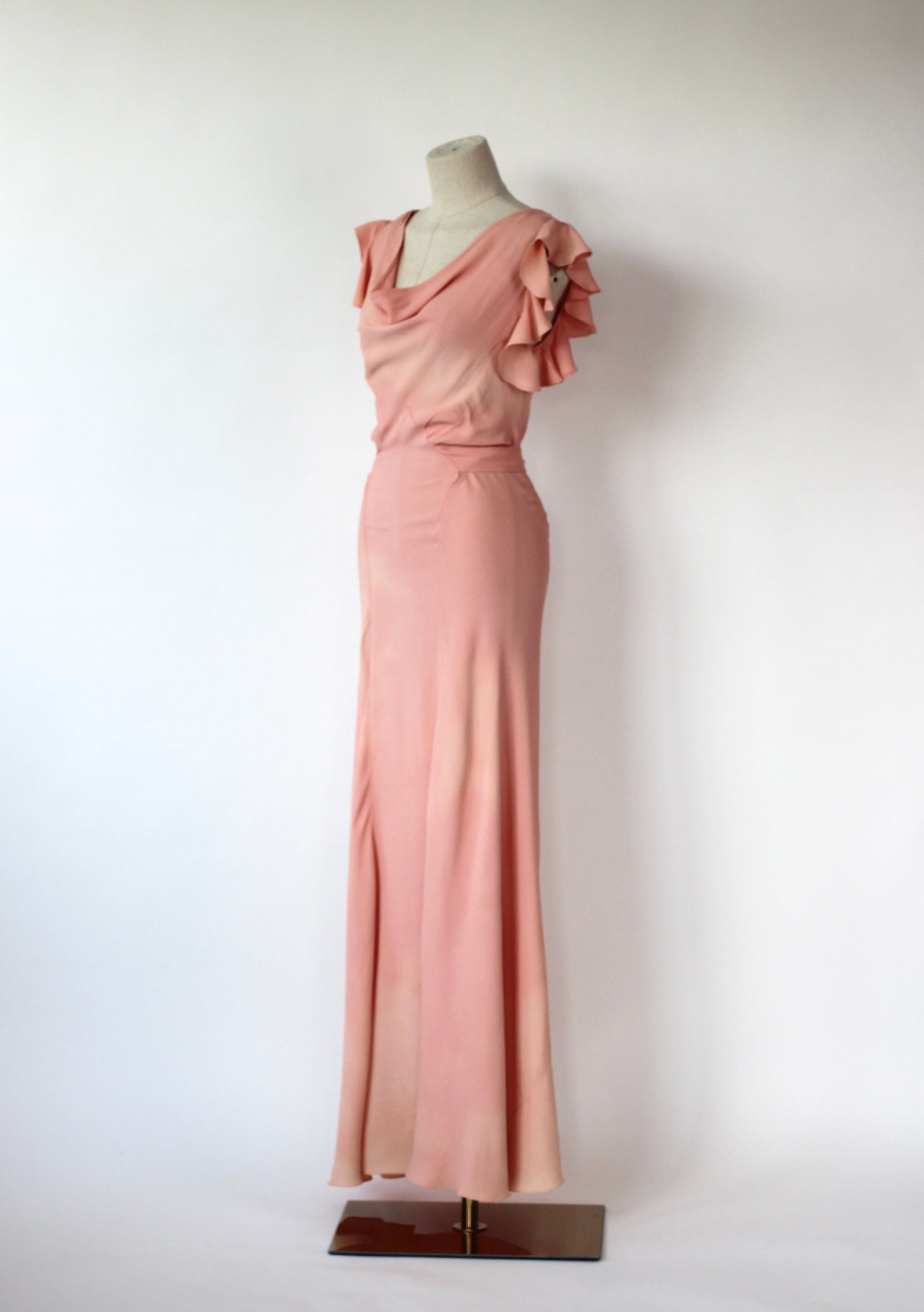 1930s Rose Rayon Dress//Size S/M