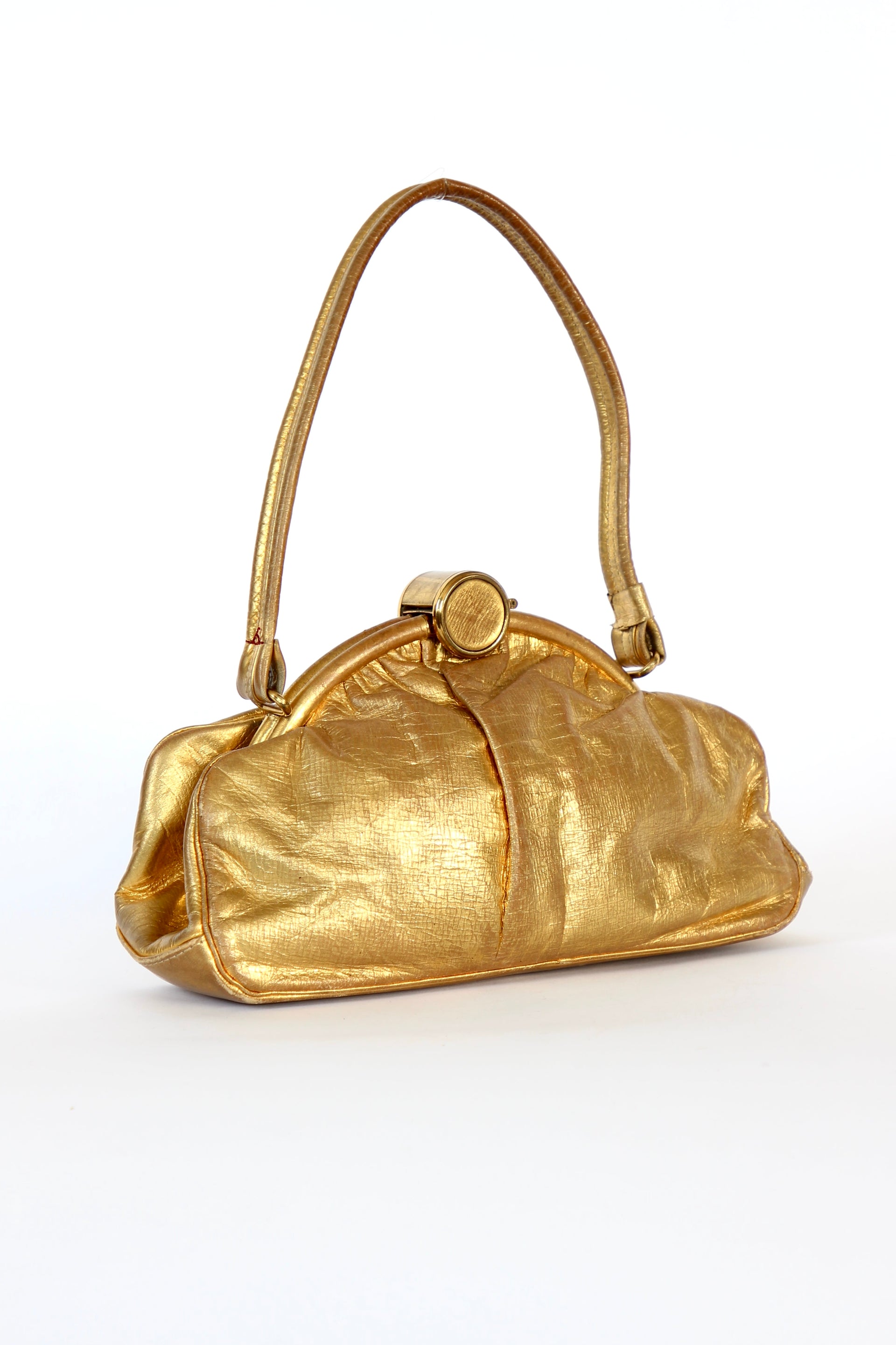 1950s 1960s Vintage Golden Leather Top handle Bag/Purse