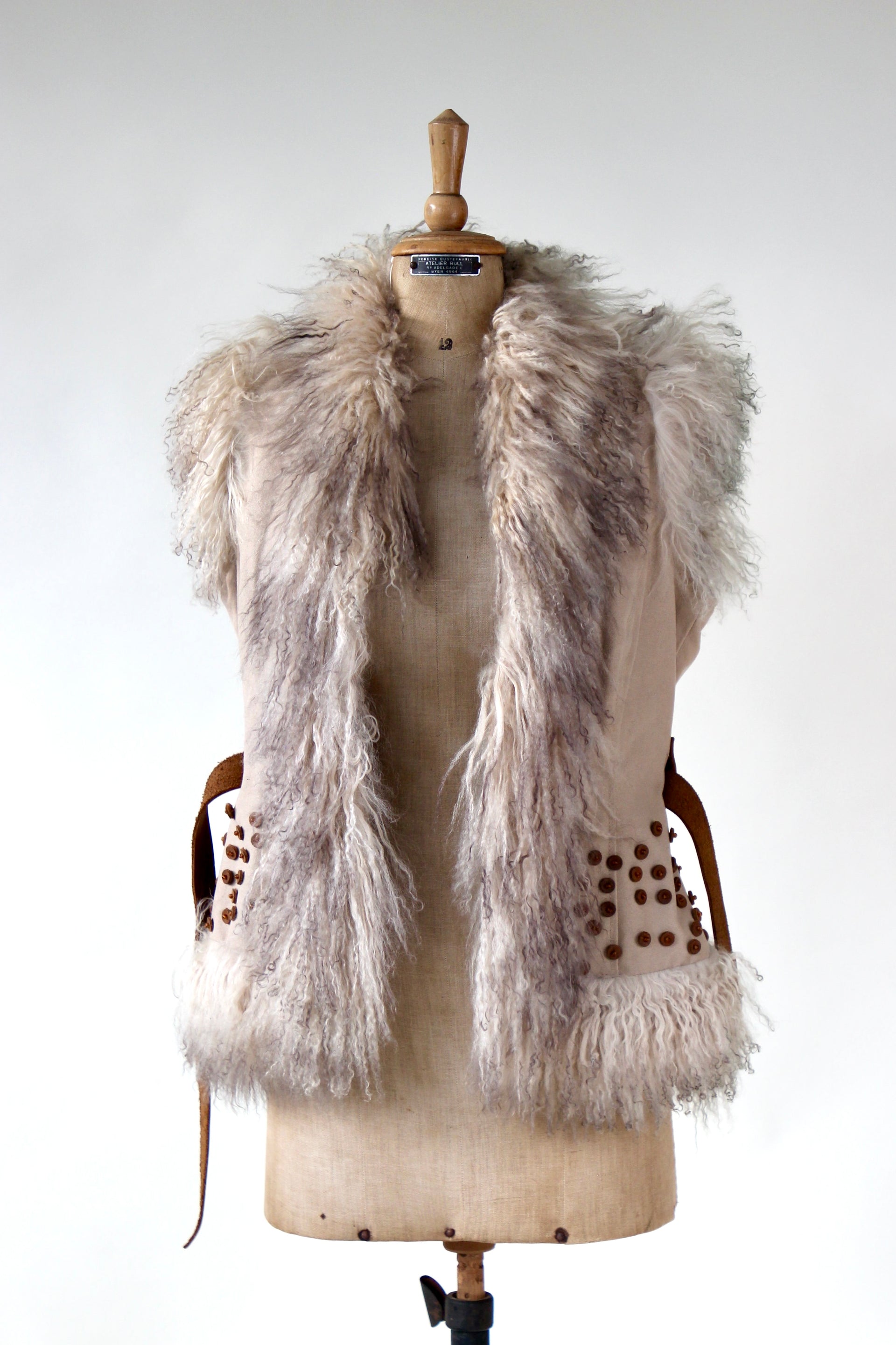 Vintage Vest with Mongolian Lamb Fur // Size S