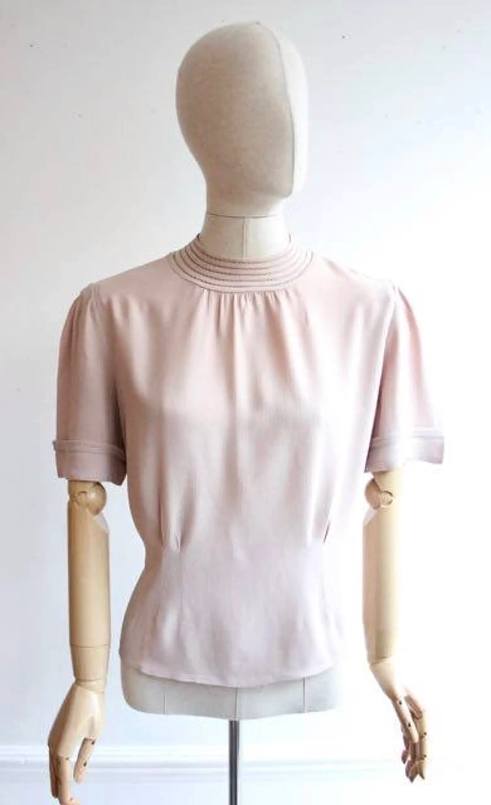 1940s Pale Pink Silk Blouse//Size M