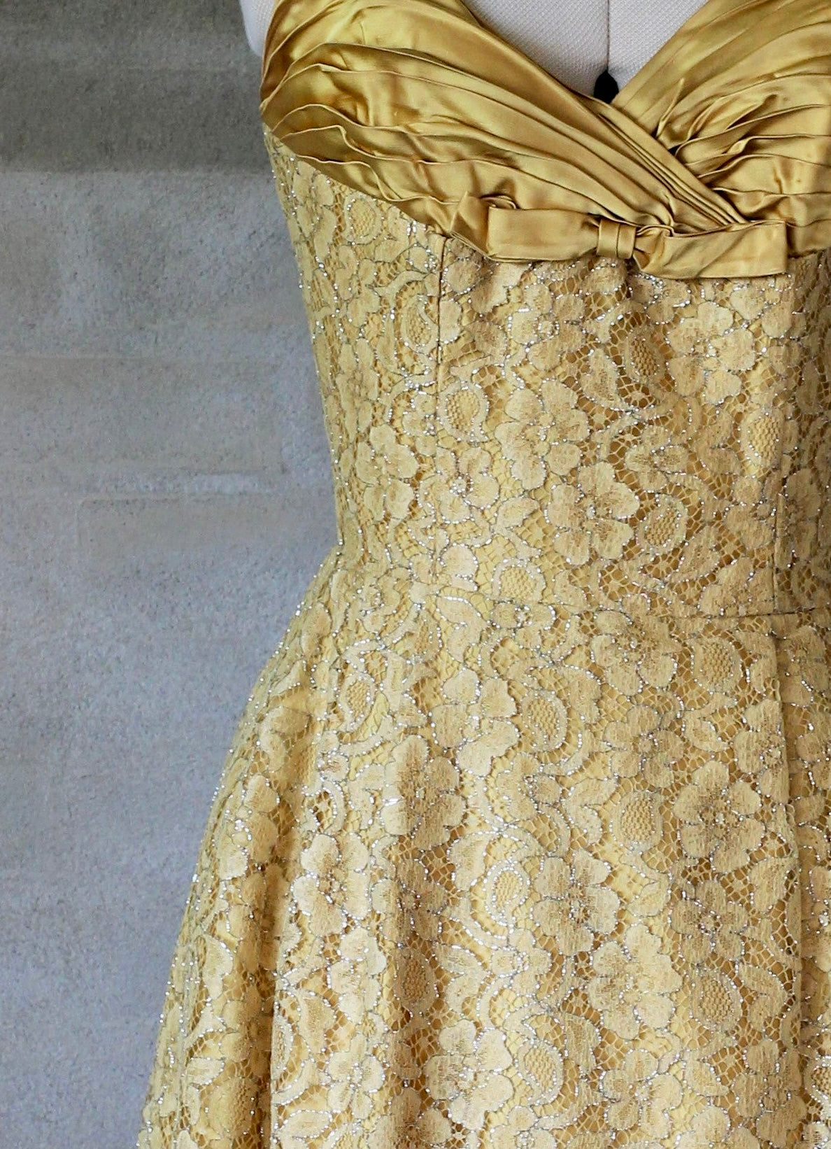 1950s Yellow Lace Dress