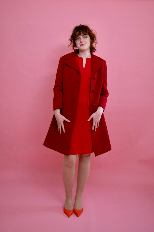 1970s Vintage Dark Red Mod Wool Coat // Size M/L
