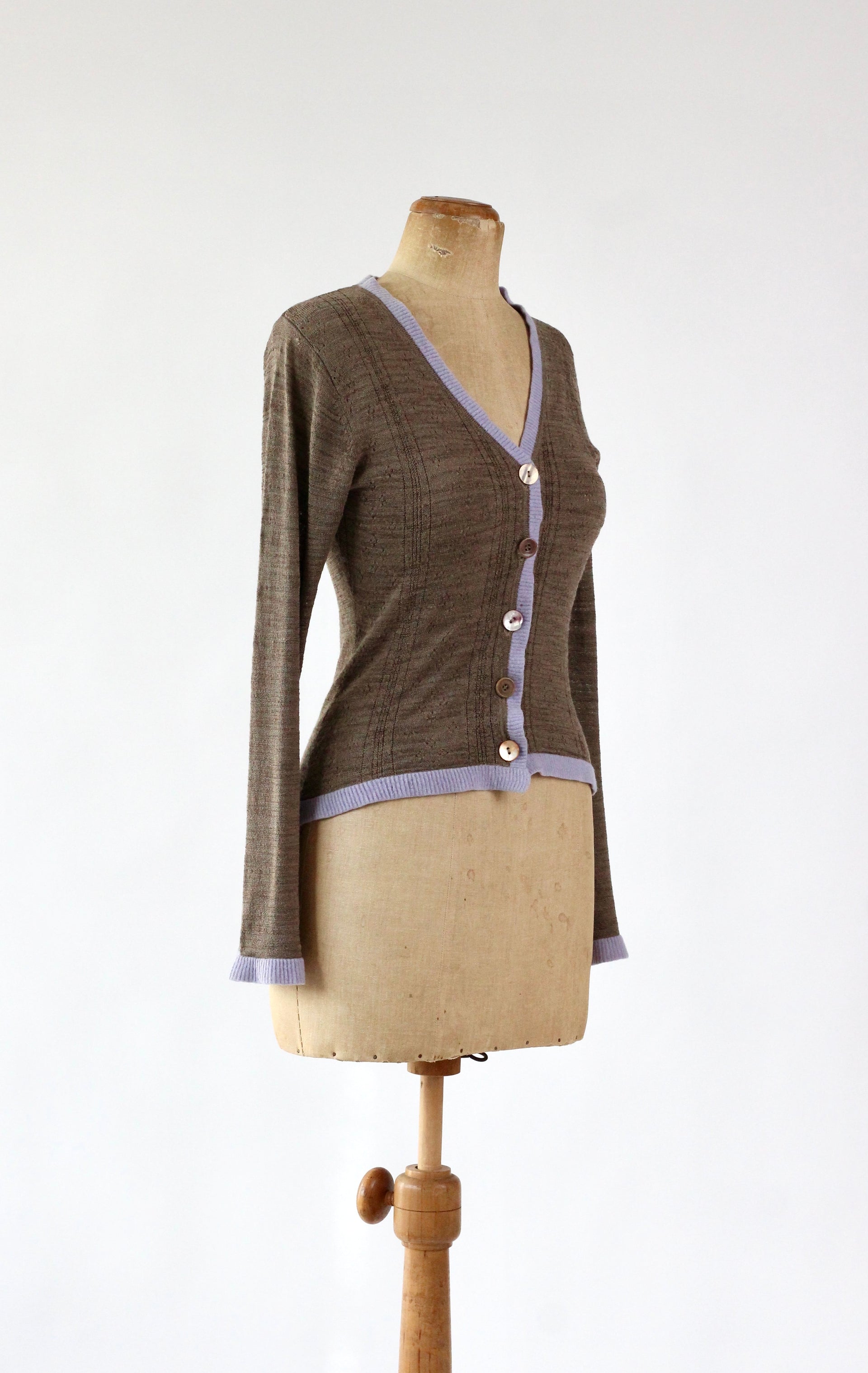 Y2K Vintage Brown Knitted Cardigan//Danish Design//Size S