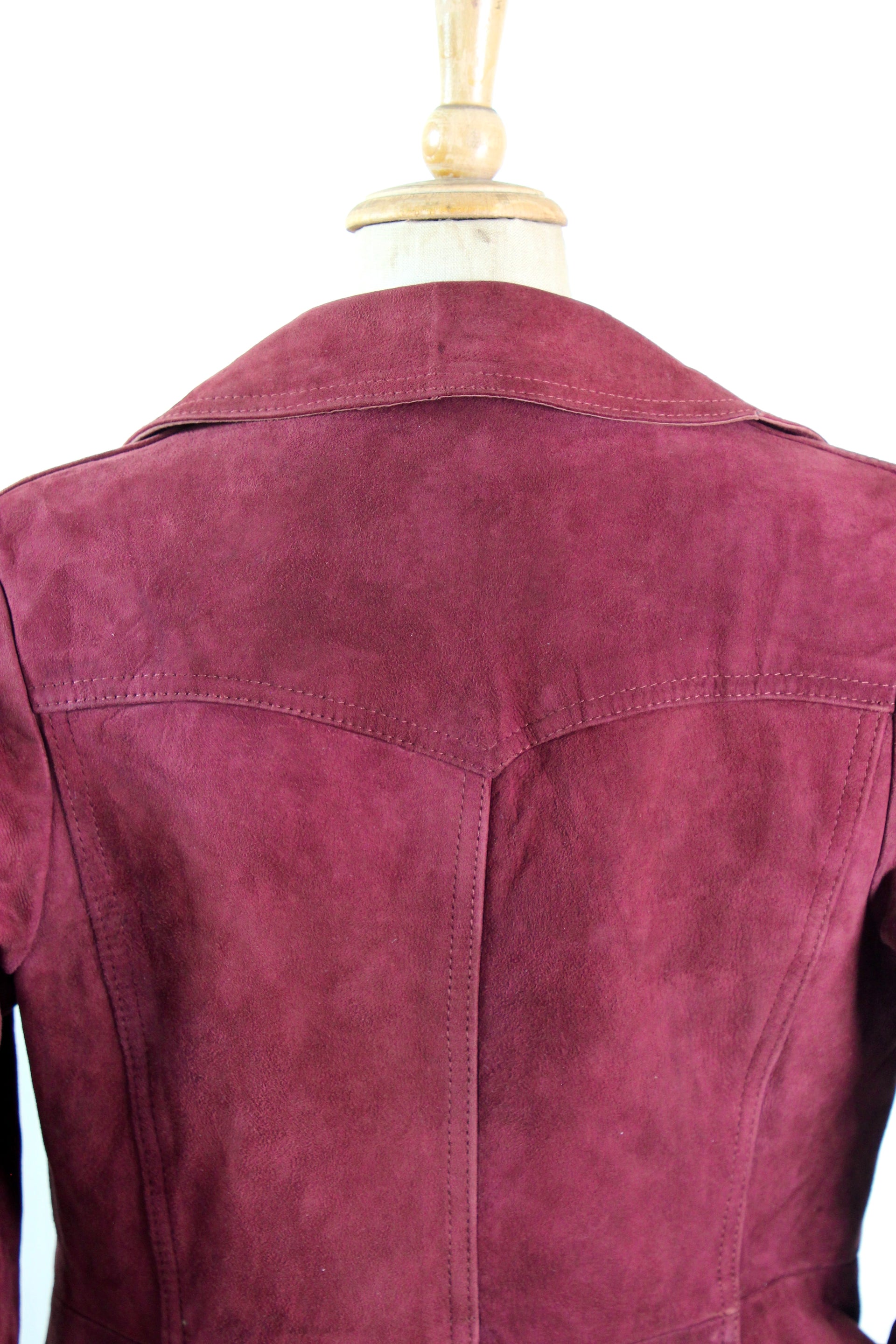 1960s Vintage Burgundy Suede Leather Coat // Size M