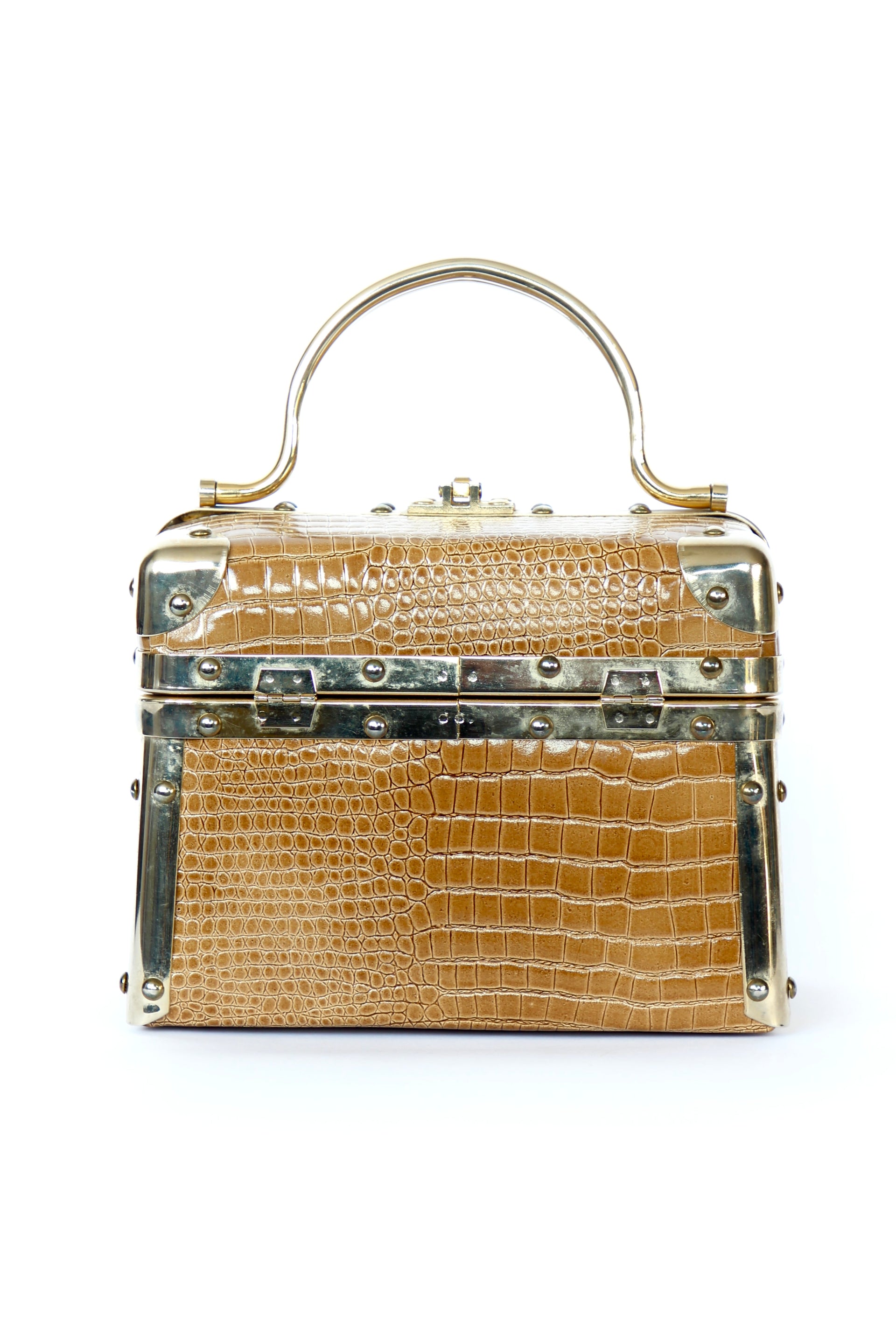 Vintage Borsa Bella, Italy Mocha Brown Leather Top Handle Box Bag/Purse