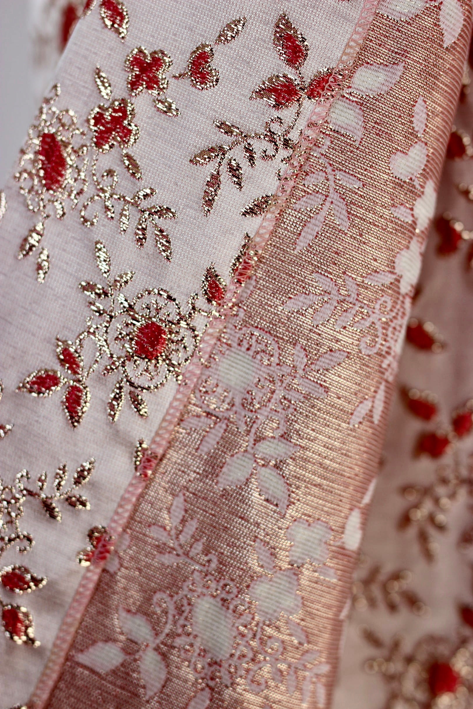 1950s 1960s Pink Brocade Maxi Dress//Size L