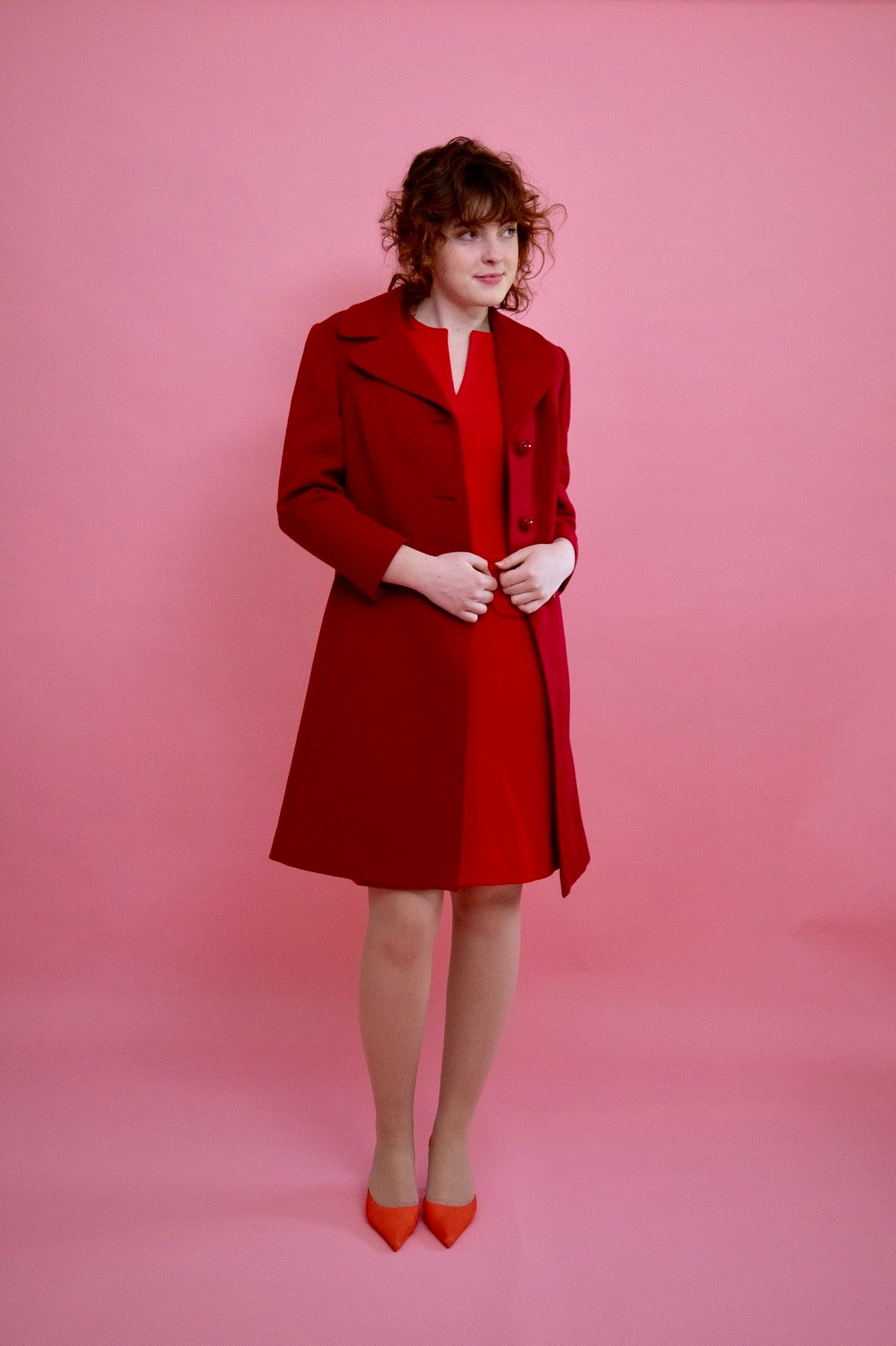 1970s Vintage Dark Red Mod Wool Coat // Size M/L