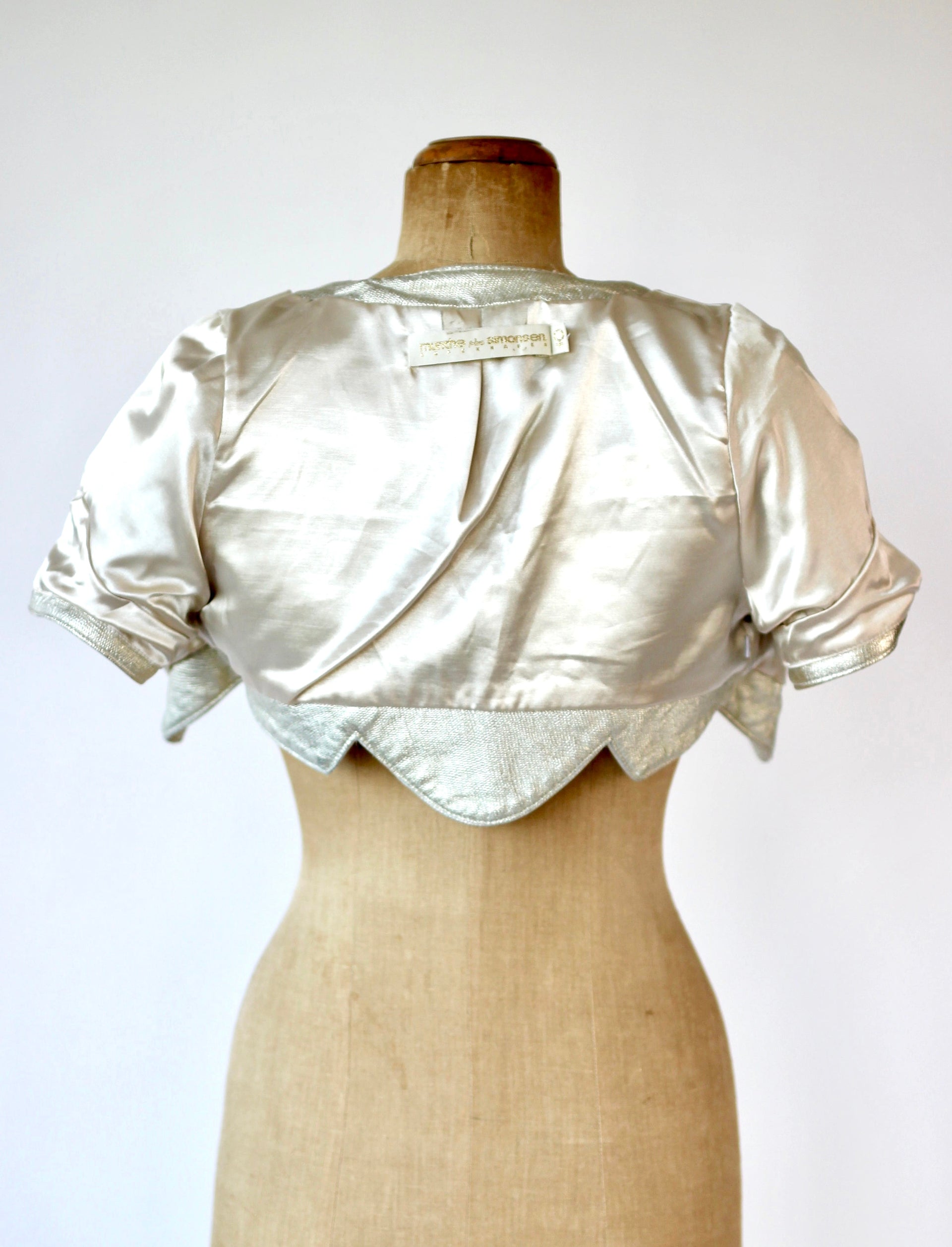Y2K Vintage Silver Leather Crop Jacket//Danish Design//Size M