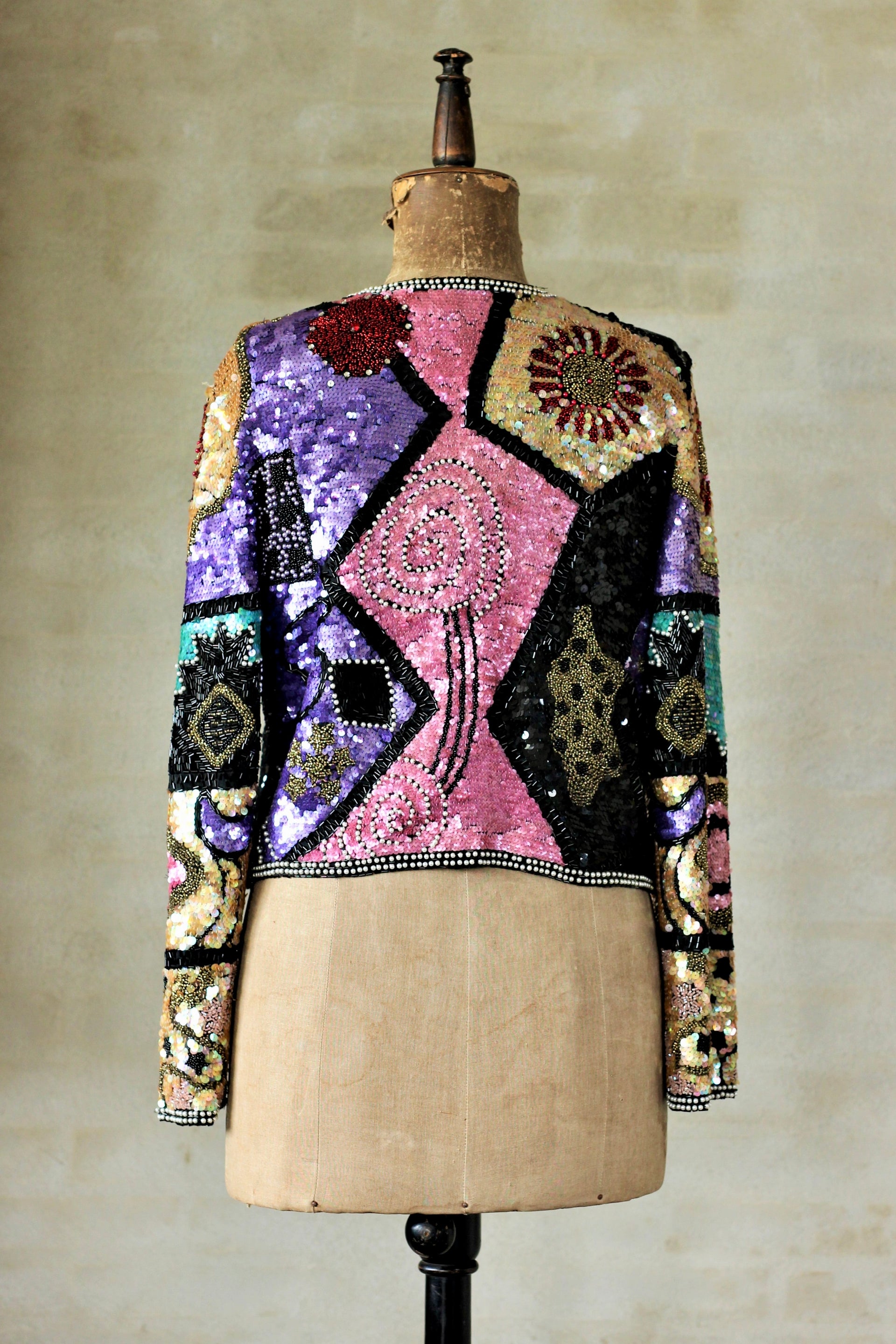 Vintage Beaded Sequin Jacket // Size M