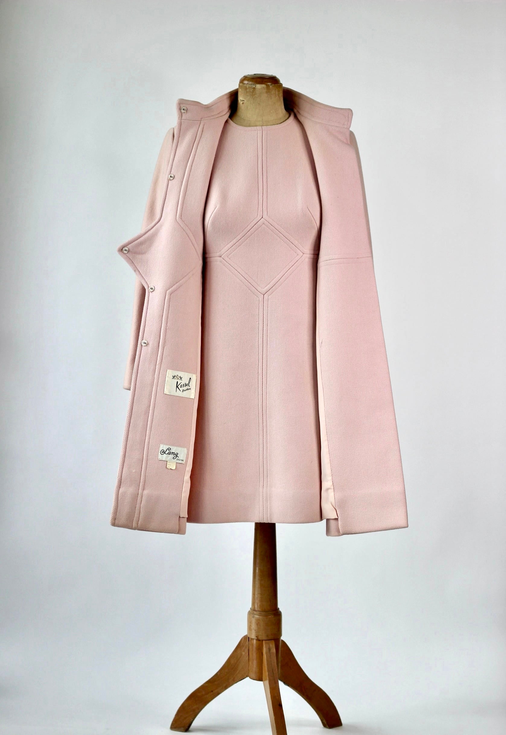 1960s Pink Wool Dress and Coat by Lanz// Size S/M