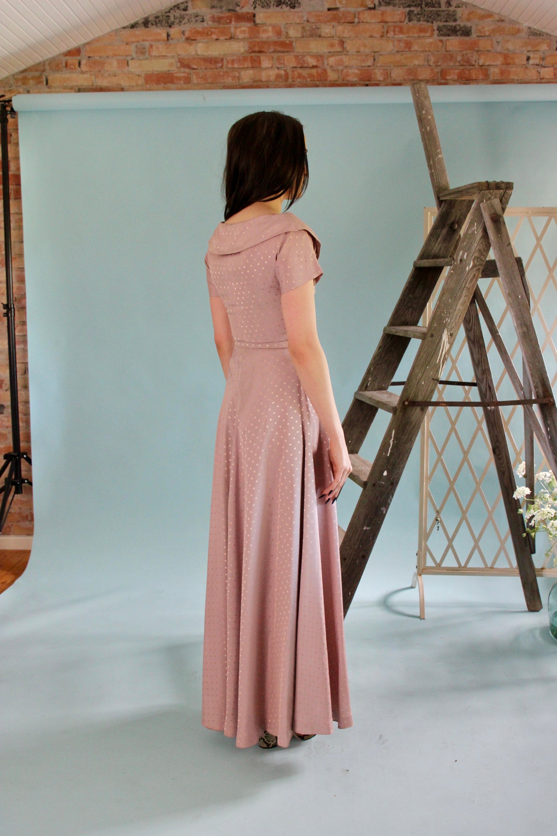 1940s Pale Pink Evening Gown//Size XS