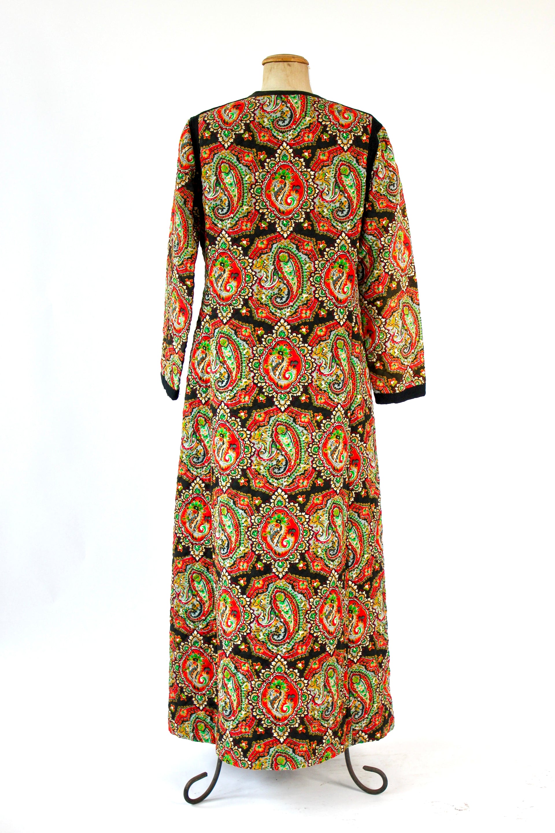 1960s 1970s Vintage Quilted Maxi Dress / Coat//Size M
