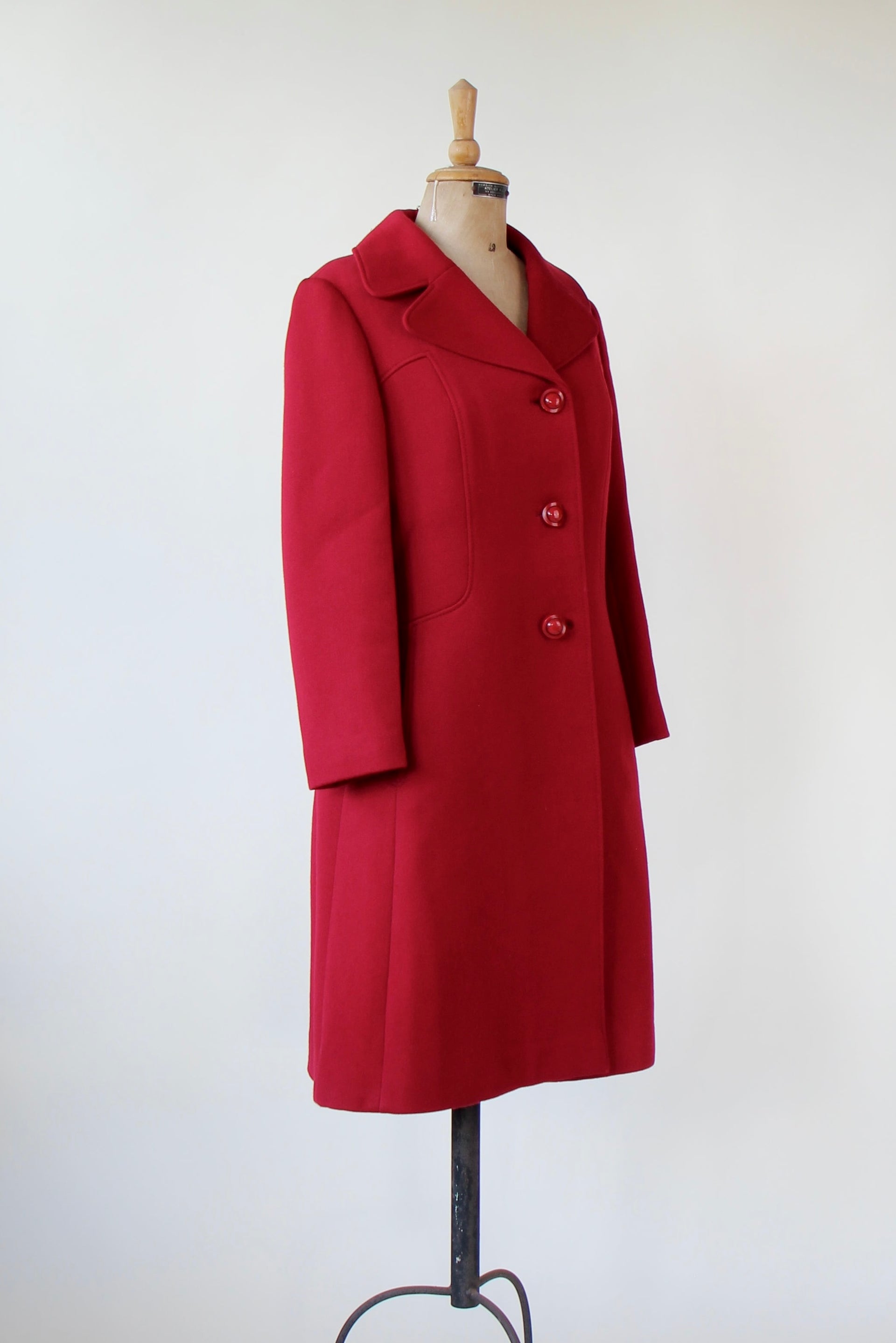 1970s Vintage Dark Red Mod Wool Coat // Size M/L