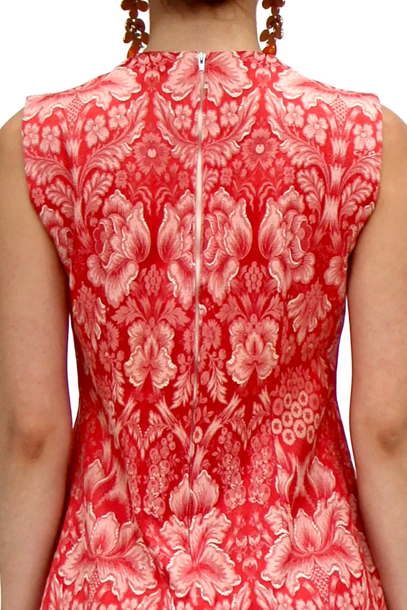 1950s Vintage Red and White Brocade Pantsuit // Size XS