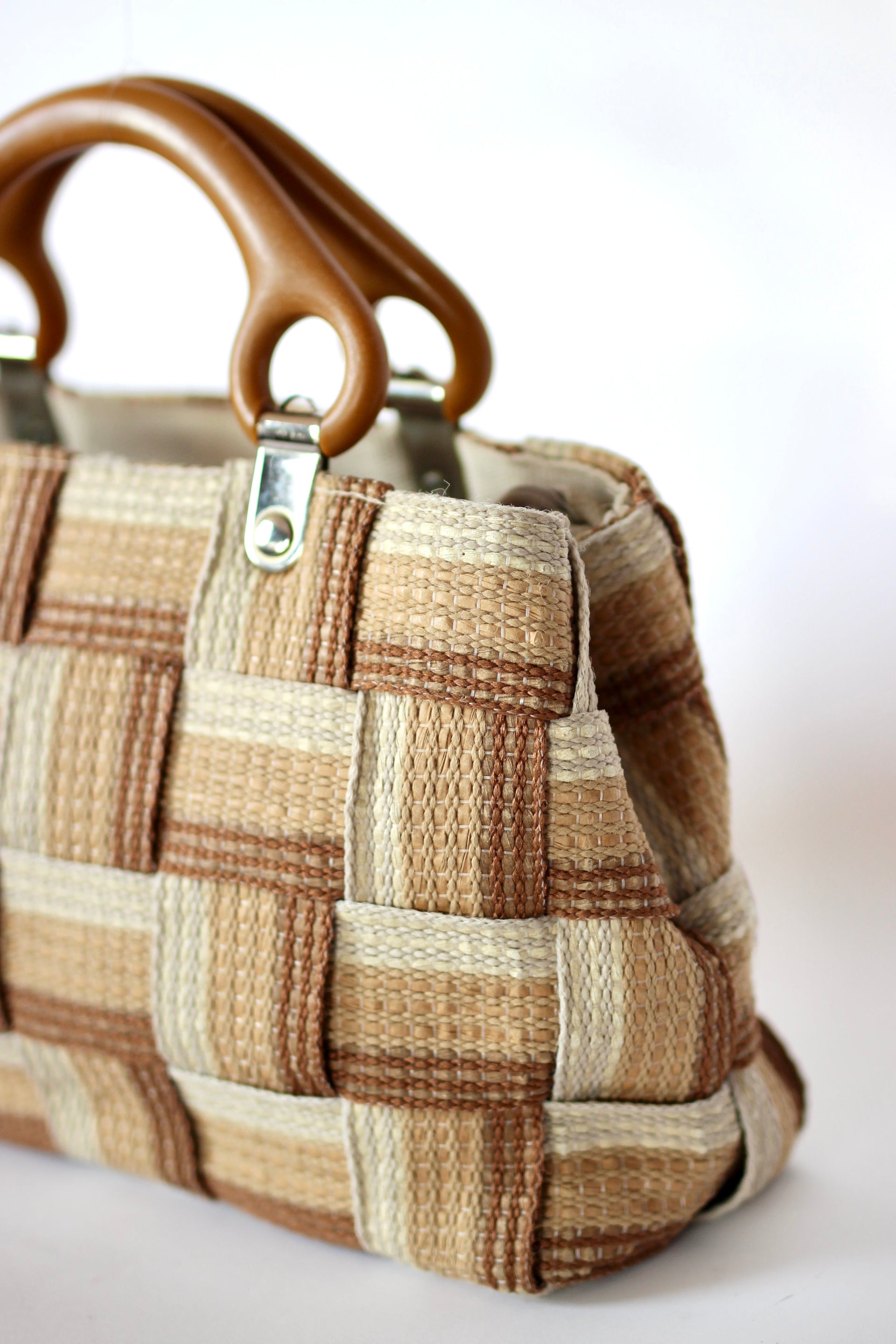 1960s Vintage Italien Bag in Striped Grosgrain